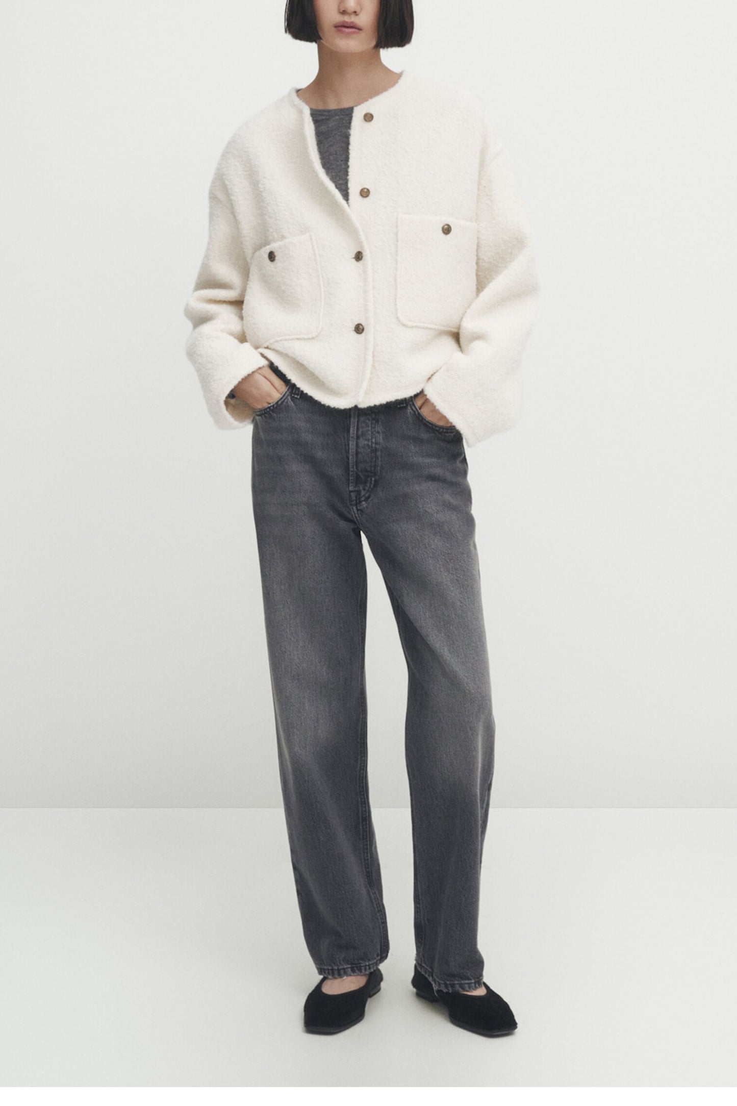 Short Drop-shoulder Textured Jacket
