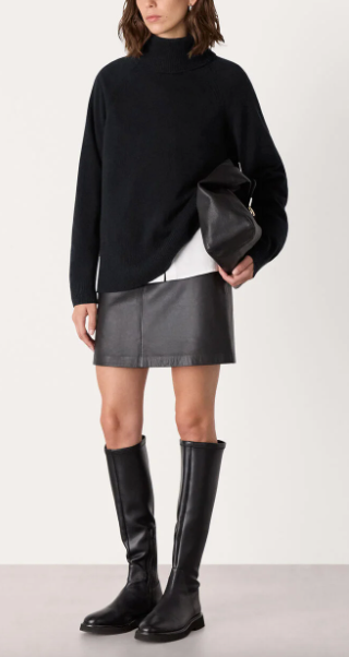 Black Cashmere Roll Neck