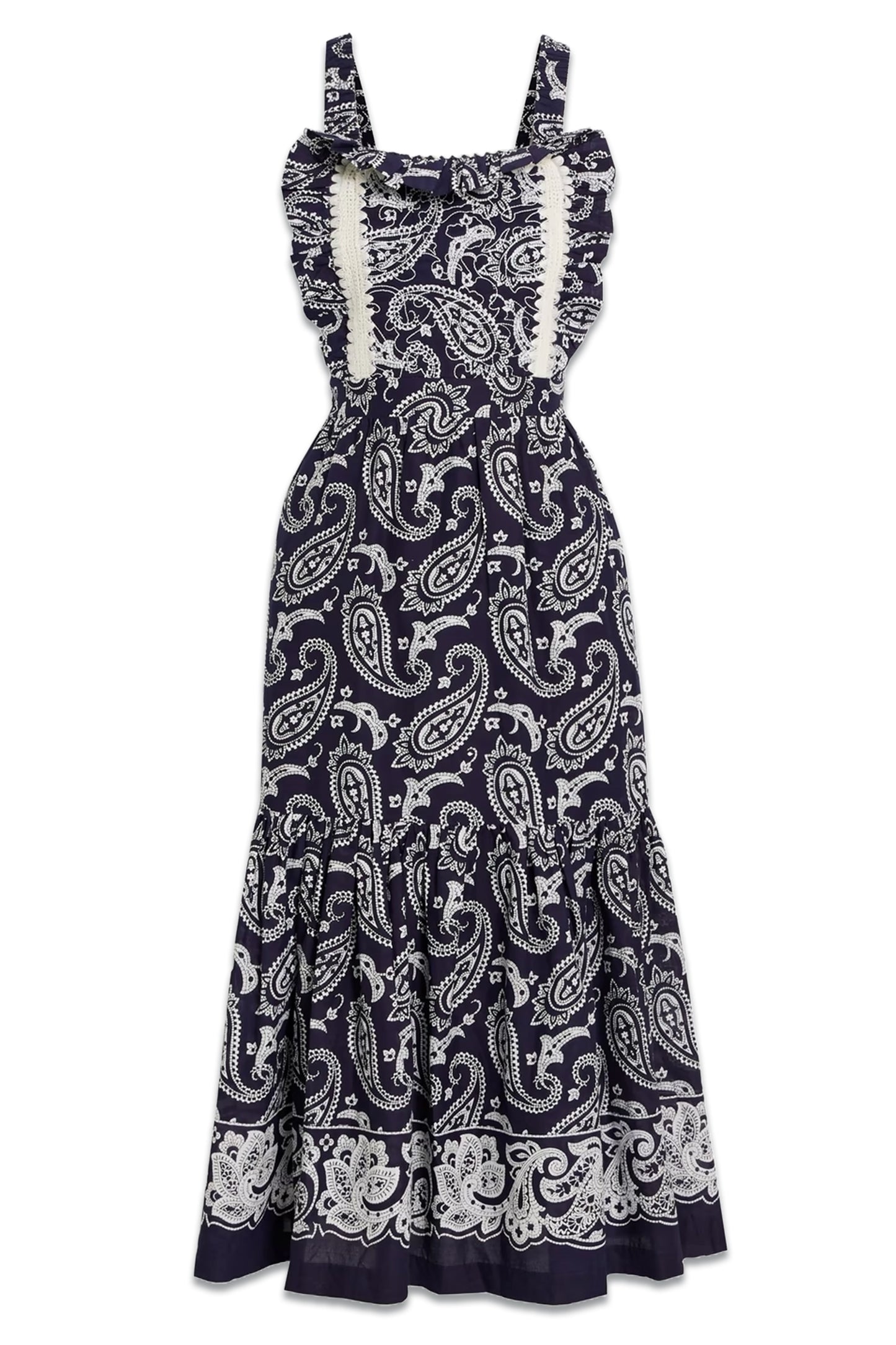 Theodora Ruffled Paisley-print Cotton Midi Dress