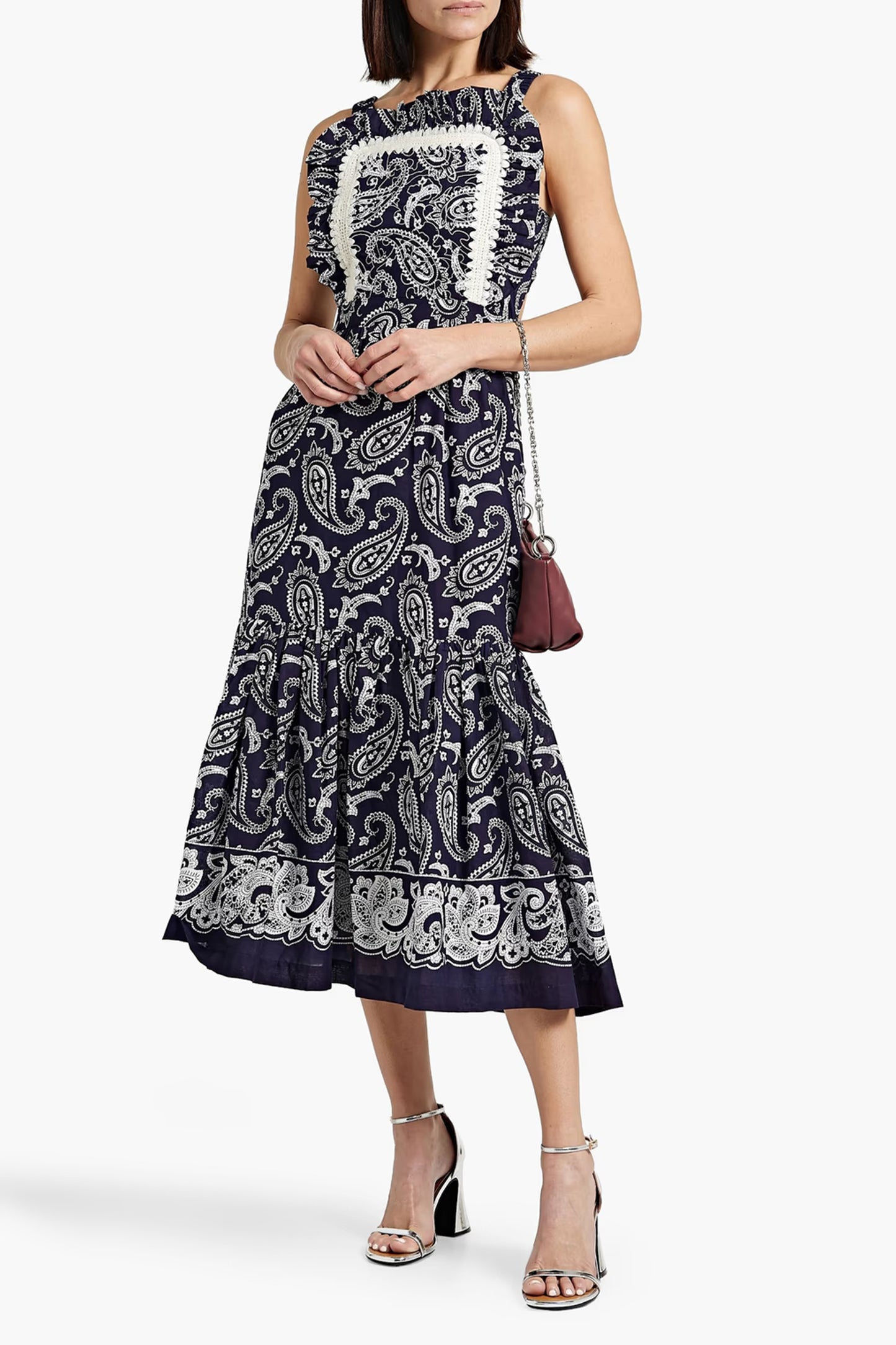 Theodora Ruffled Paisley-print Cotton Midi Dress