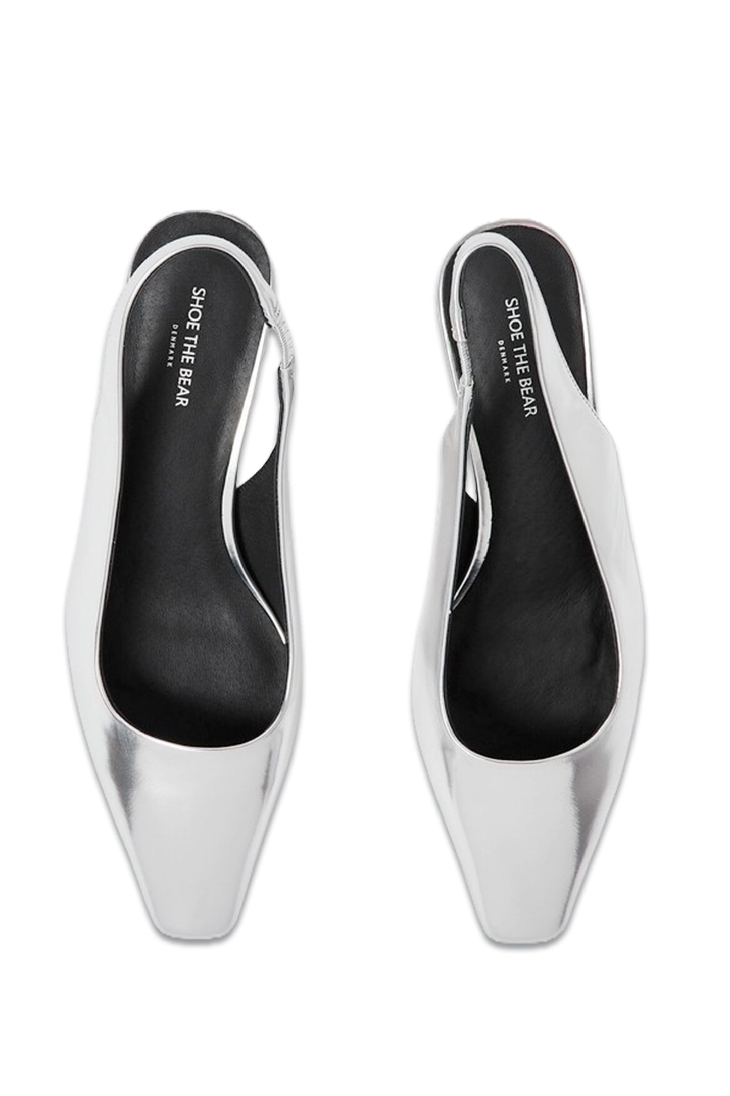 Shoe The Bear Maxine Silver Leather Heeled Slingbacks