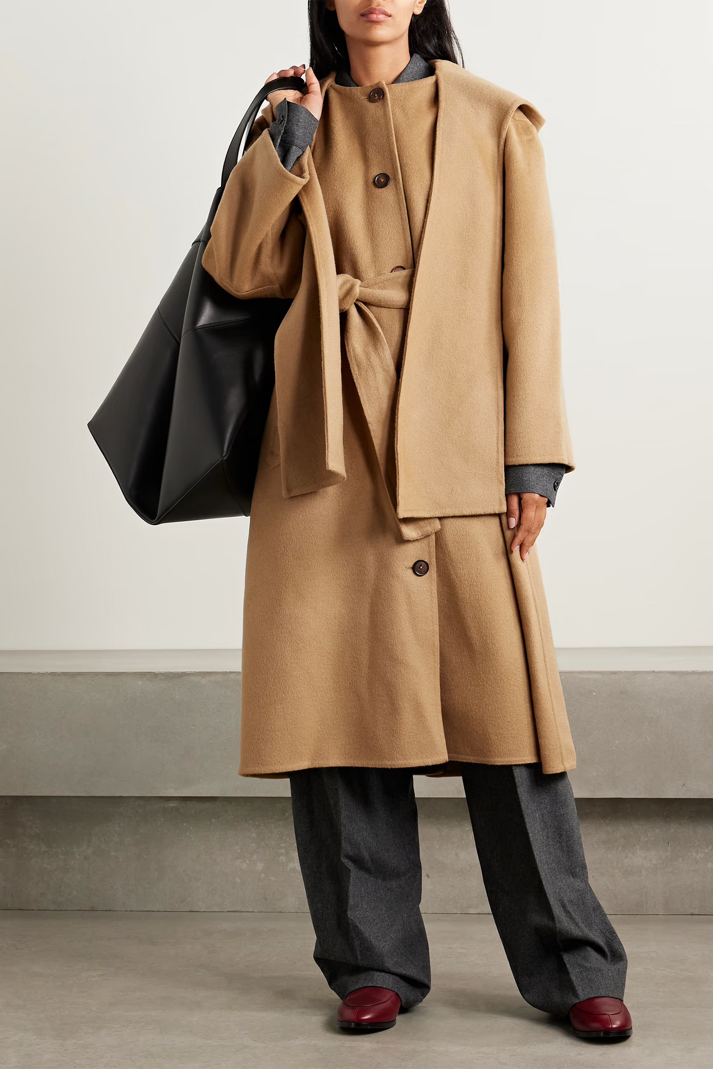 Astra Scarf-Detailed Hooded Wool-Felt Coat