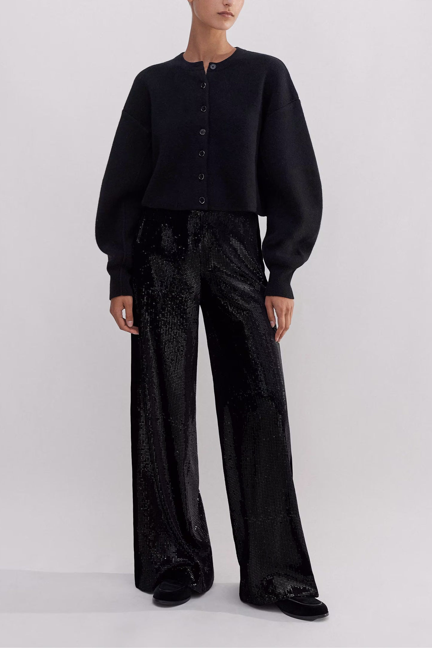 Silk-Blend Velvet Sequin Flare Trouser