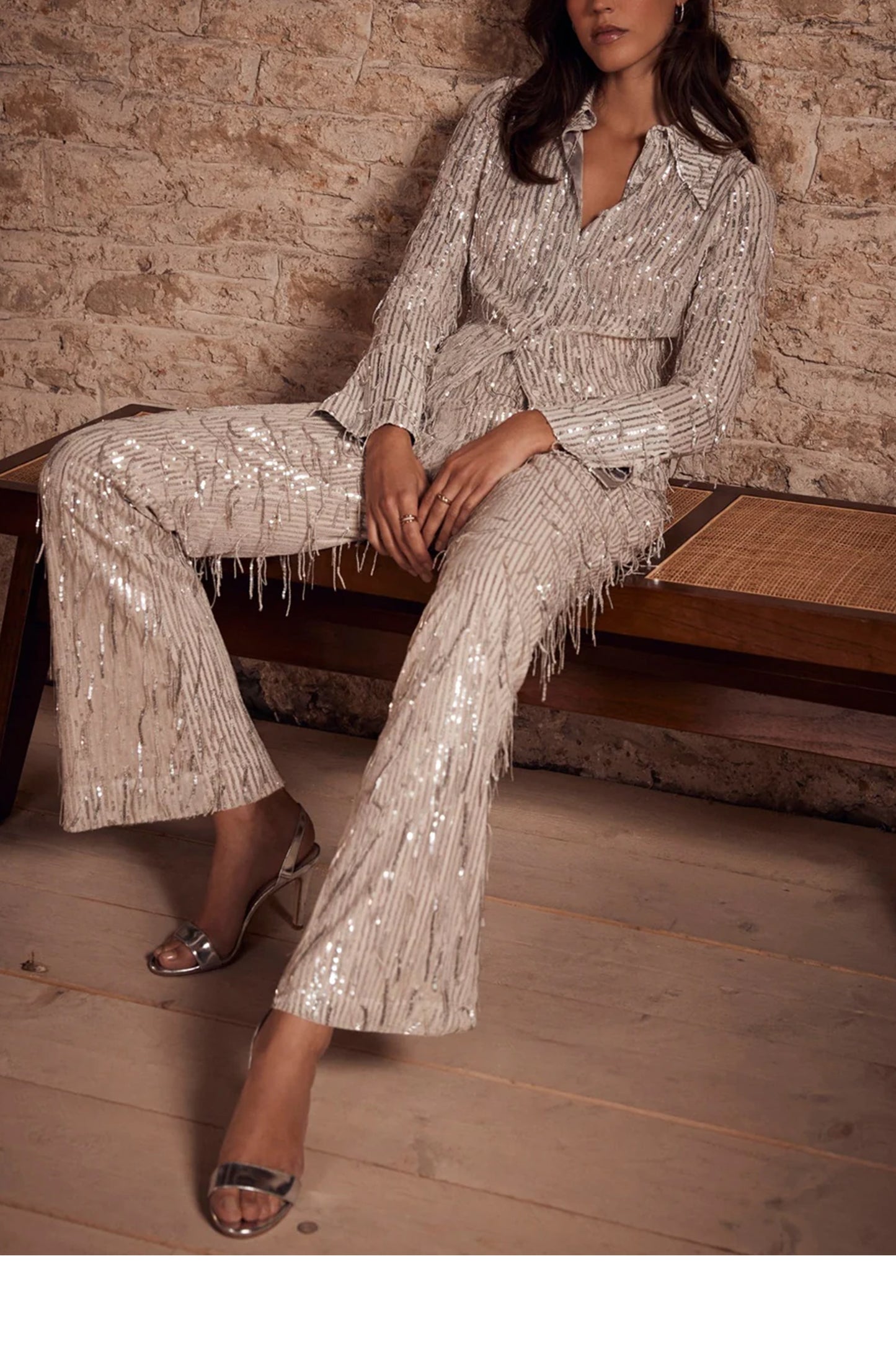 Silver Sequin Tassel Co-ord