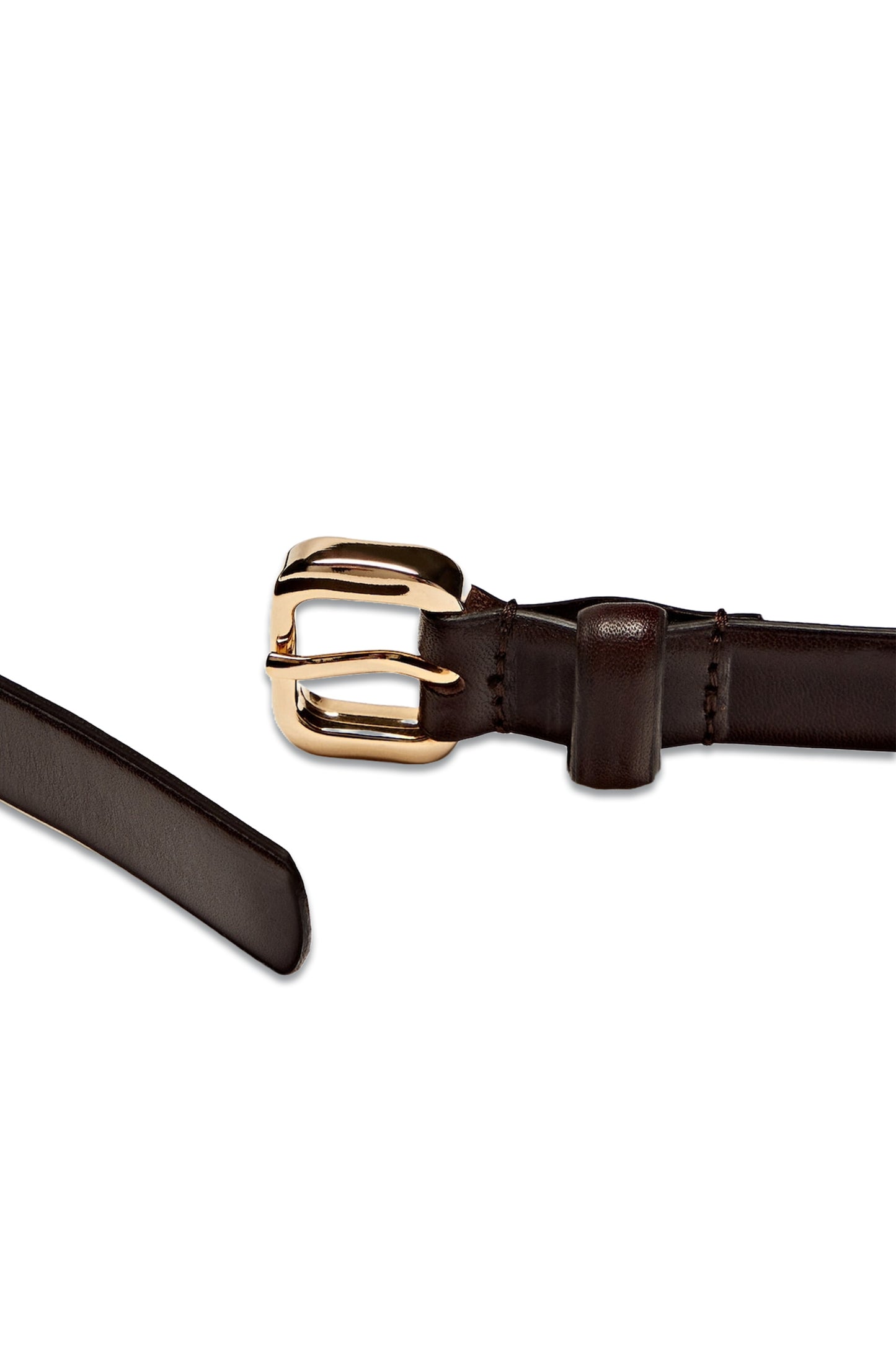 Thin Leather Belt with Round Buckle