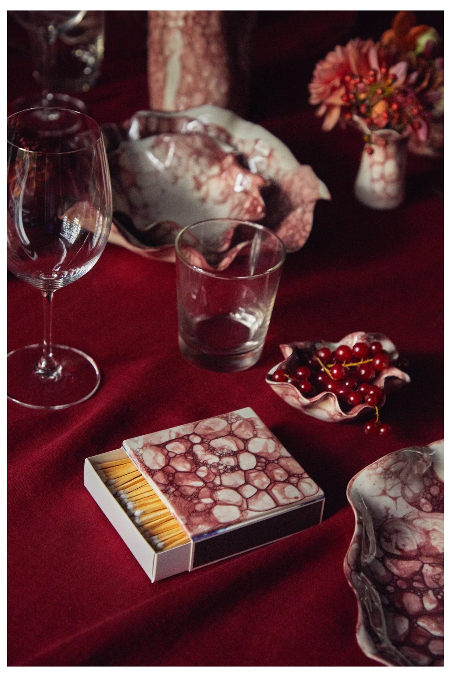 Tiled Matchbox in Burgundy