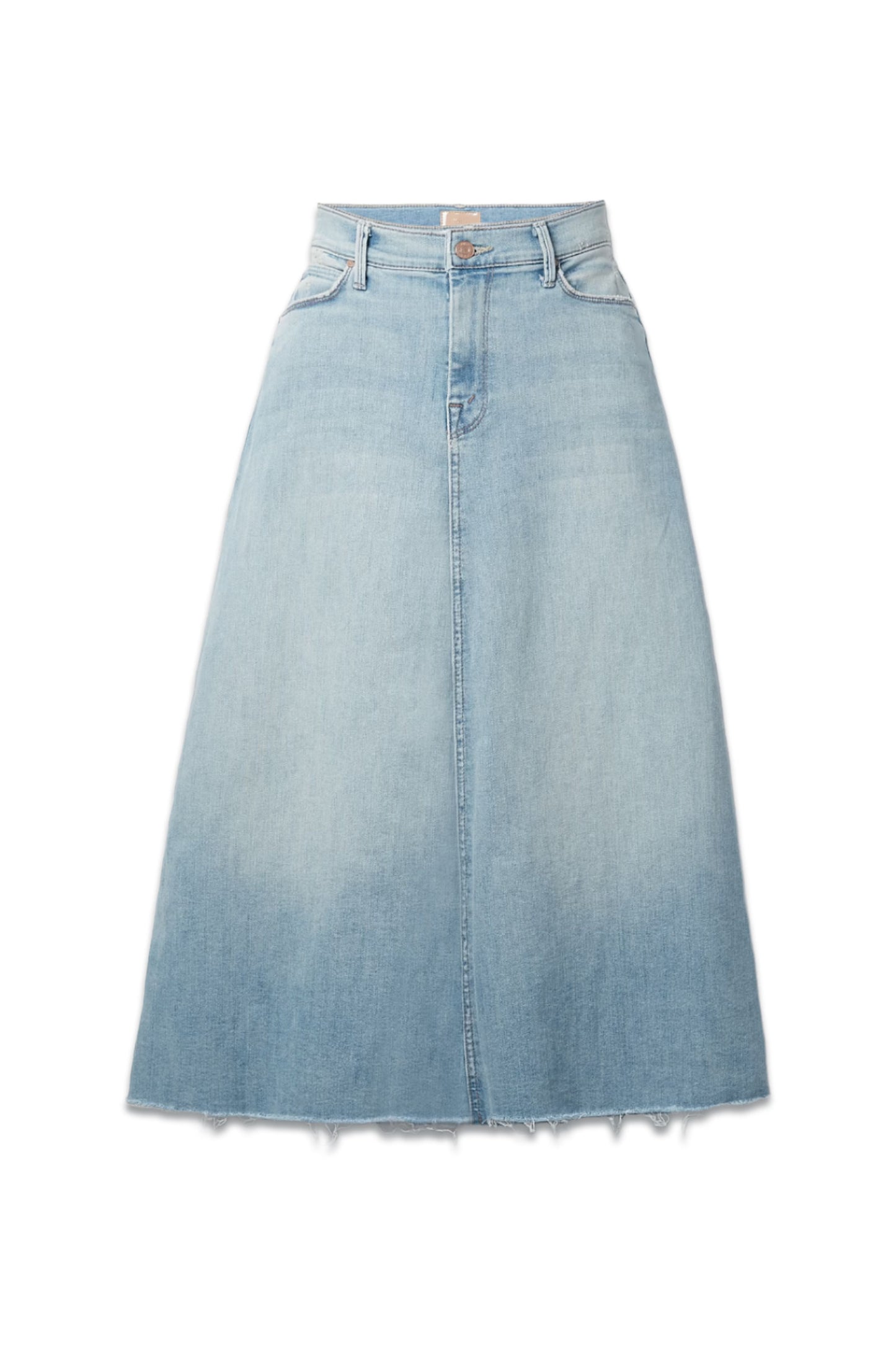 The Circle Frayed Denim Midi Skirt