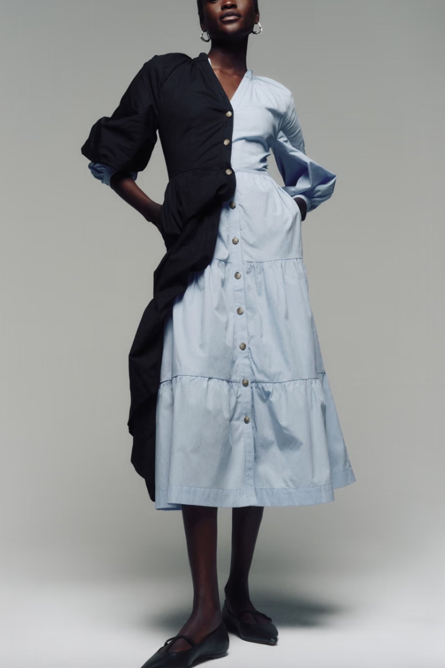 The Modular Layered Cotton-Poplin Midi Dress
