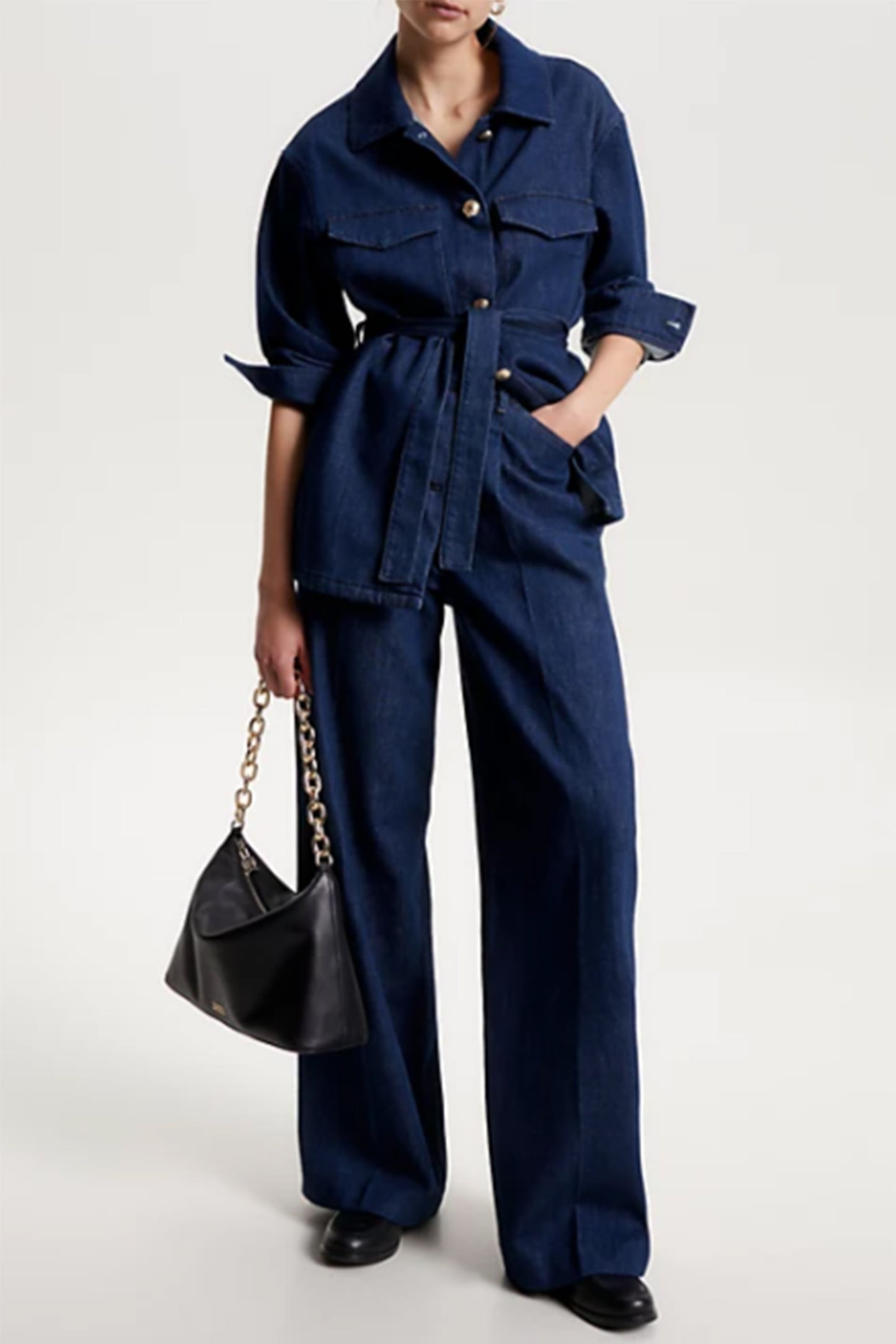 High Rise Wide Leg Pleated Jeans