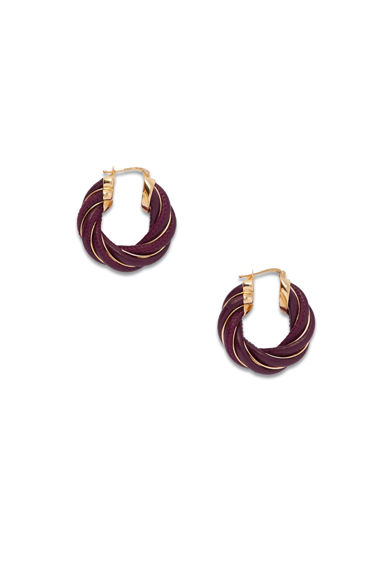 Twist Gold-tone and Leather Hoop Earrings