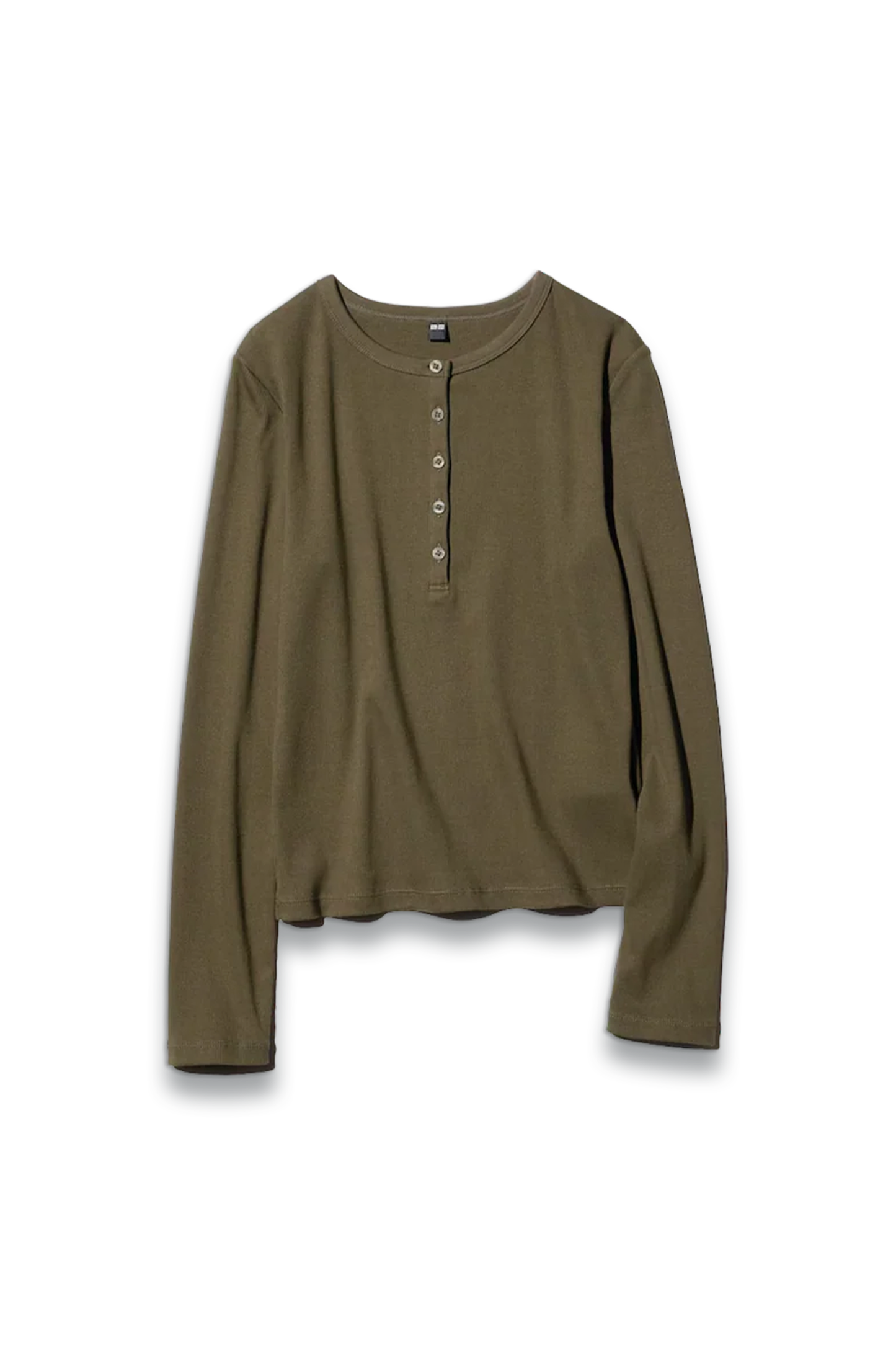 Ribbed Henley Neck T-Shirt