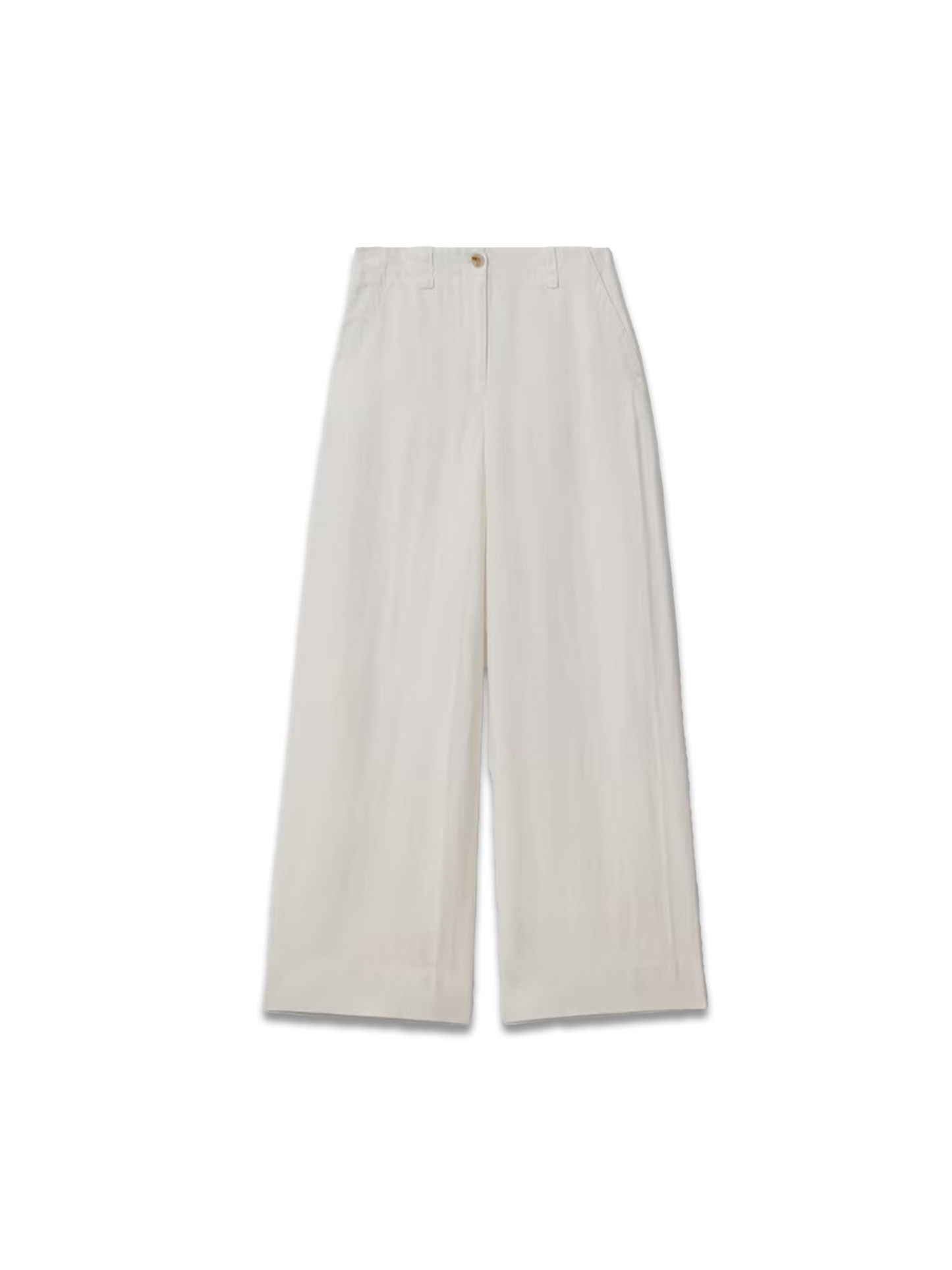 Linen Wide Leg Garment Dyed Trousers in White