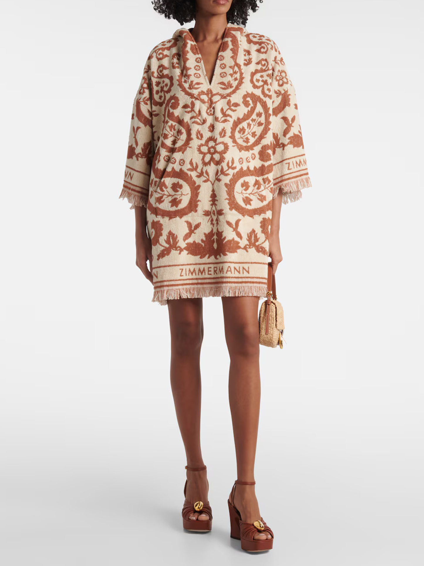 Wylie Hooded printed cotton terry beach dress