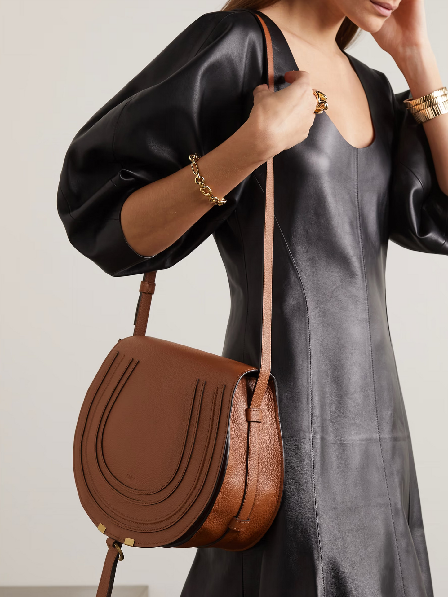 + NET SUSTAIN Marcie medium textured-leather shoulder bag
