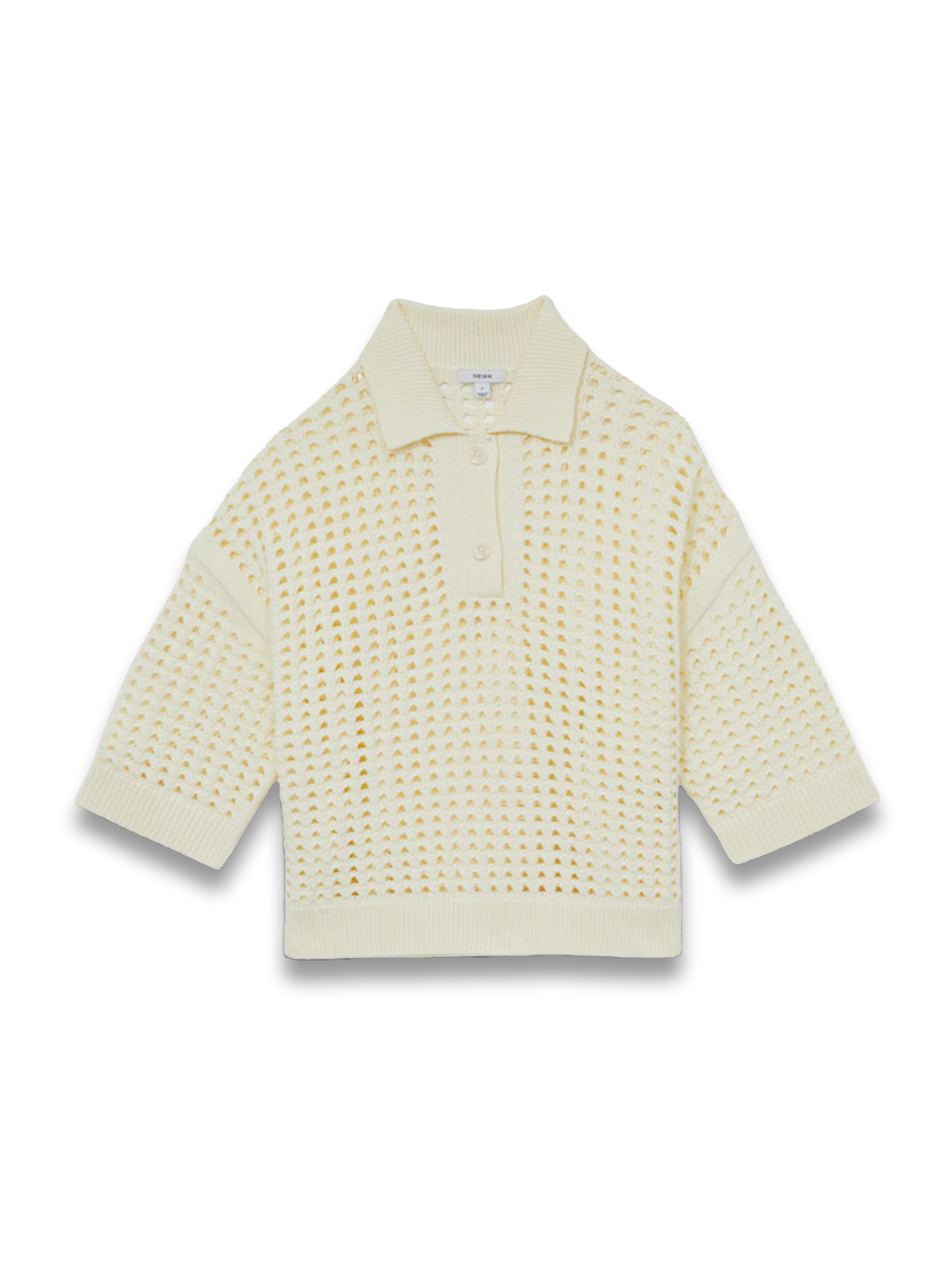 Reika Cotton Crochet Collared Jumper in Buttermilk