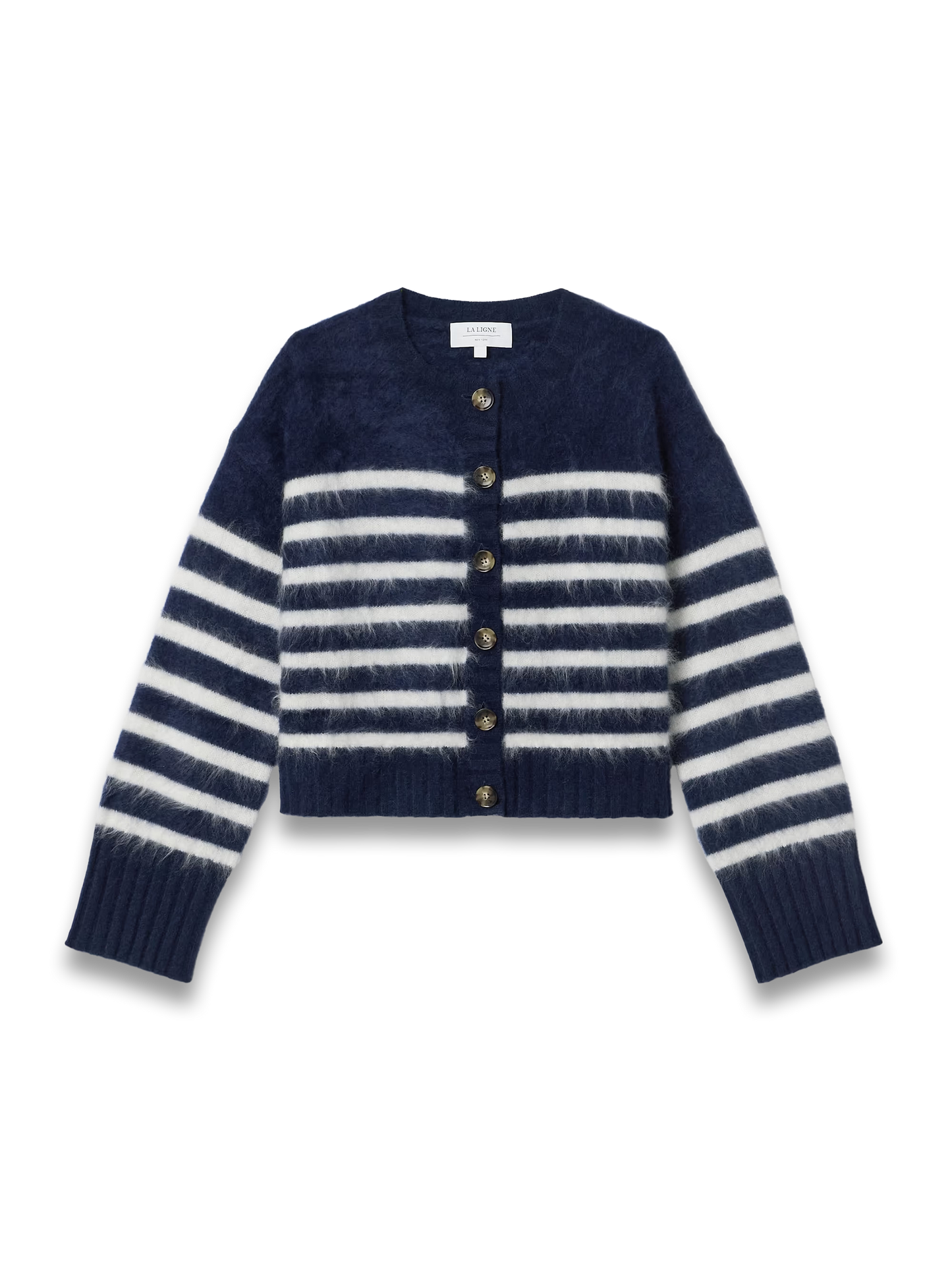 Striped brushed-cashmere cardigan