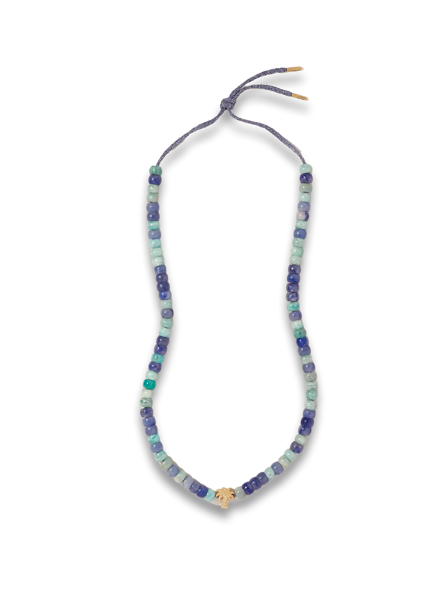 La Palma Forte 18-karat gold, amazonite and blue agate necklace