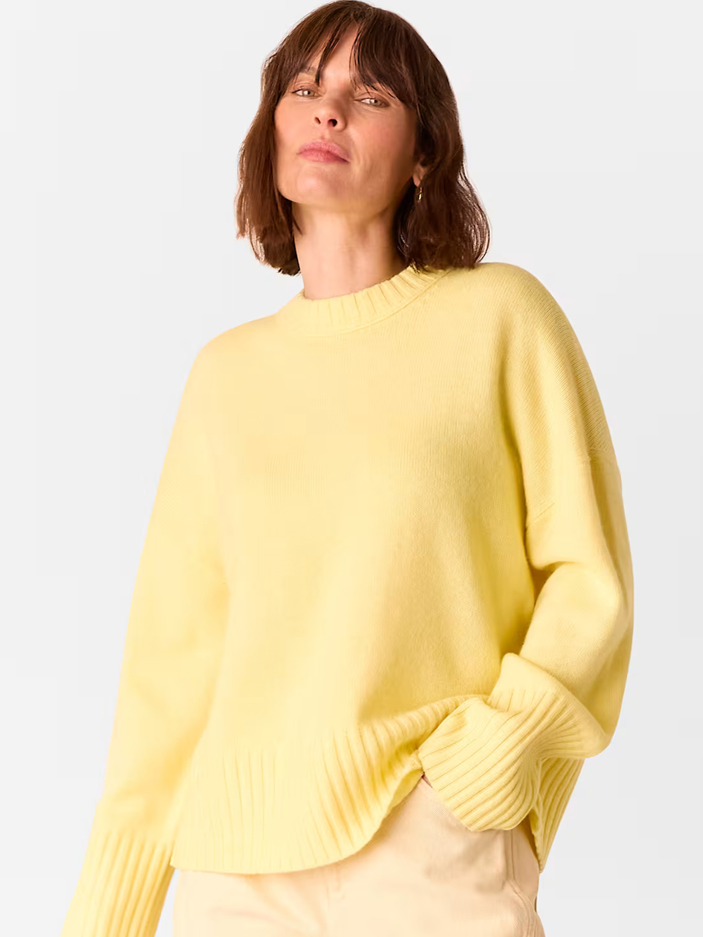 Yellow Wool Ribbed Cuff Knit