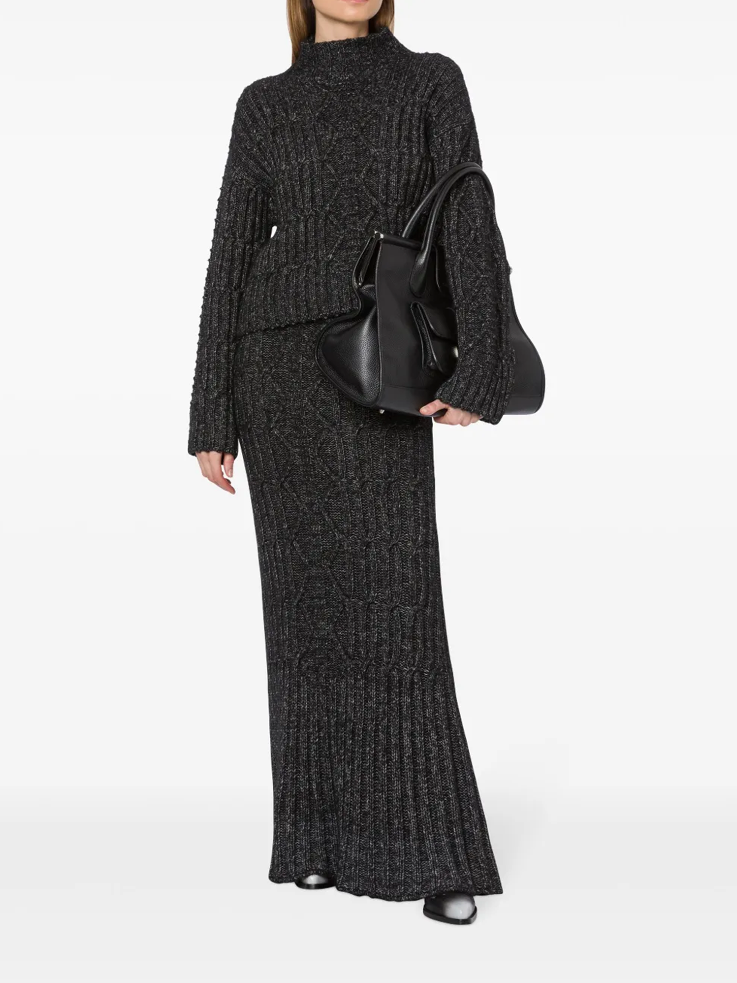 cable-knit maxi pencil skirt