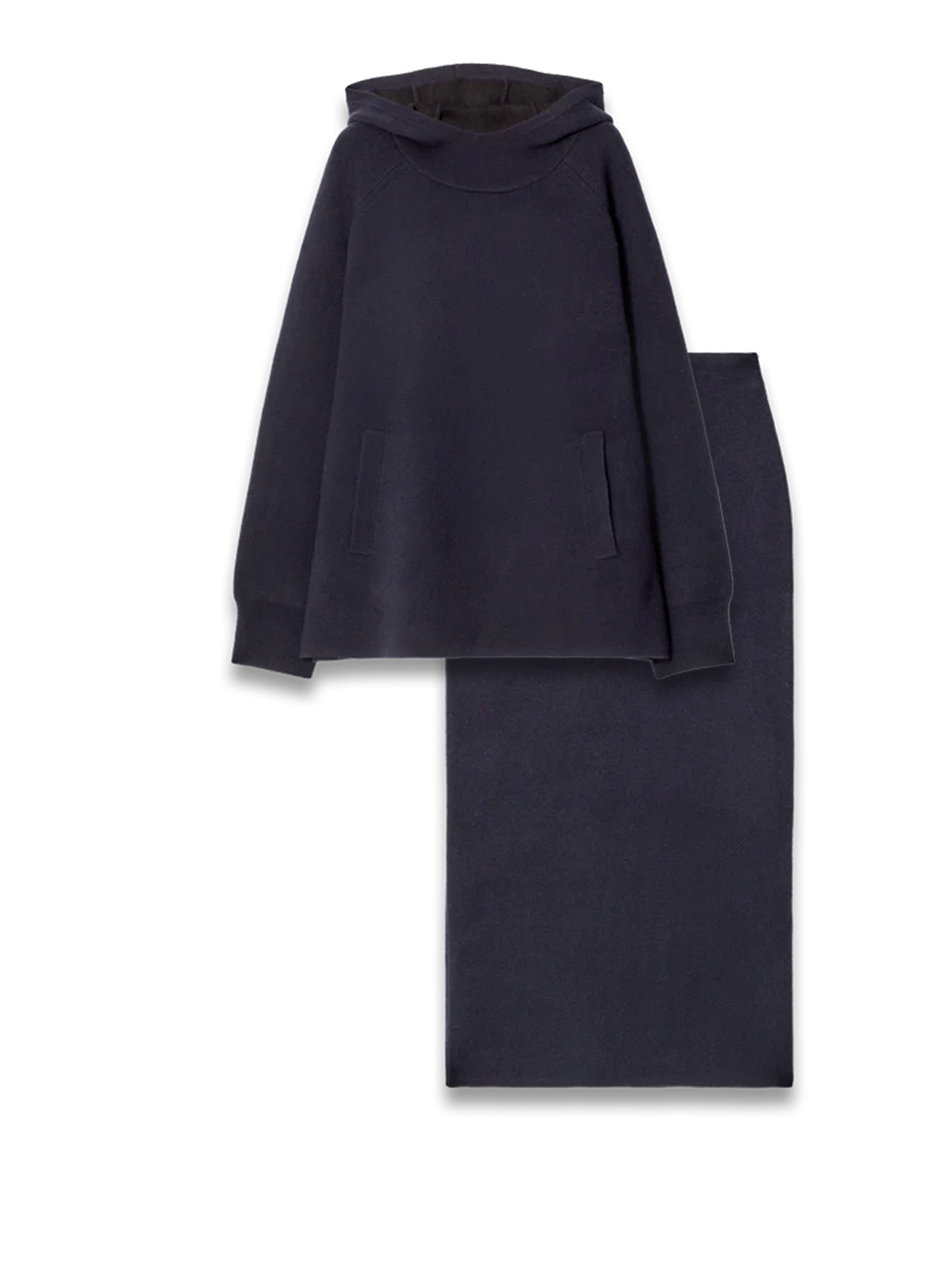 Oversized Double-Faced Wool Hoodie and Skirt Set
