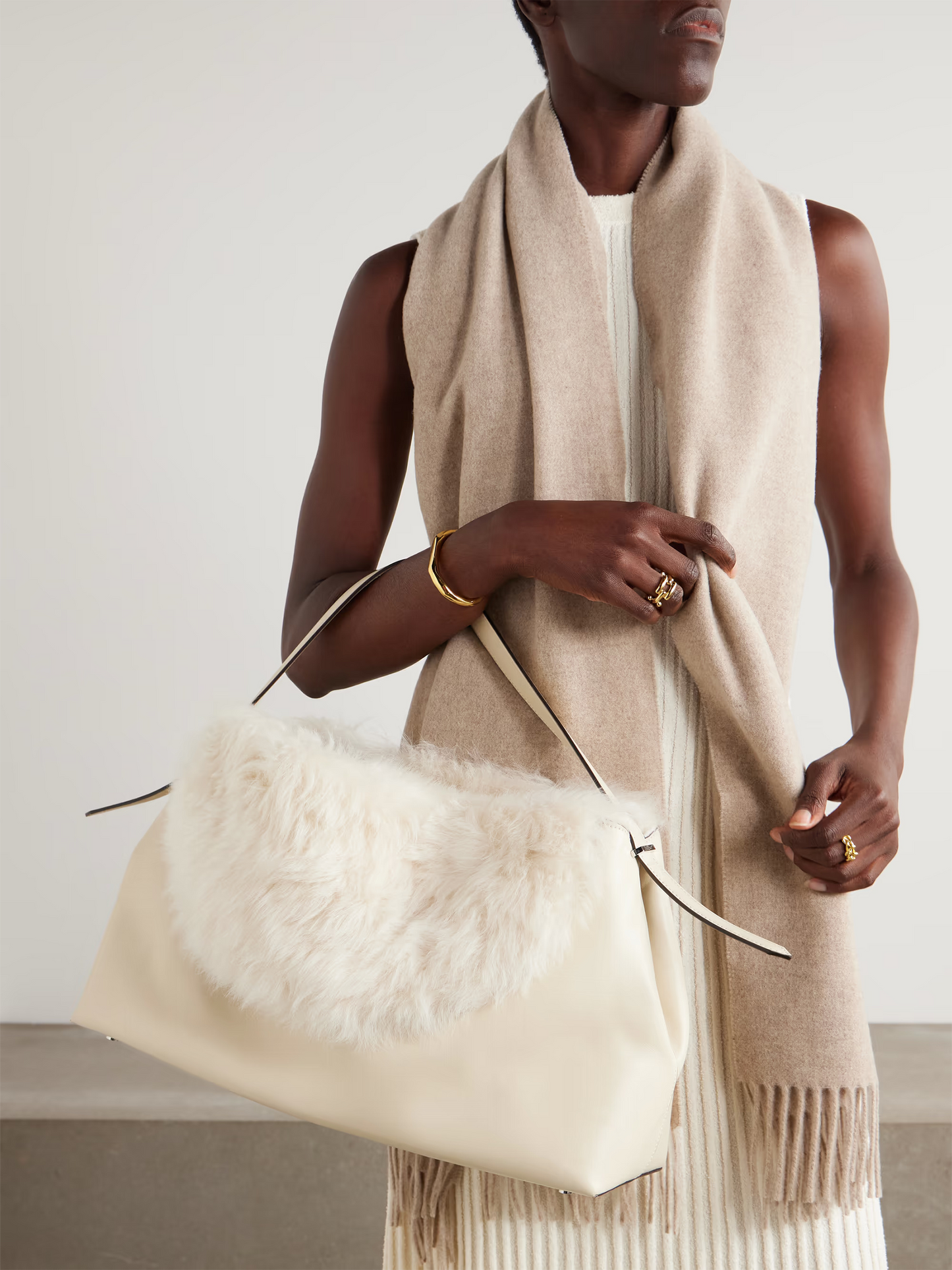 T-Lock shearling shoulder bag
