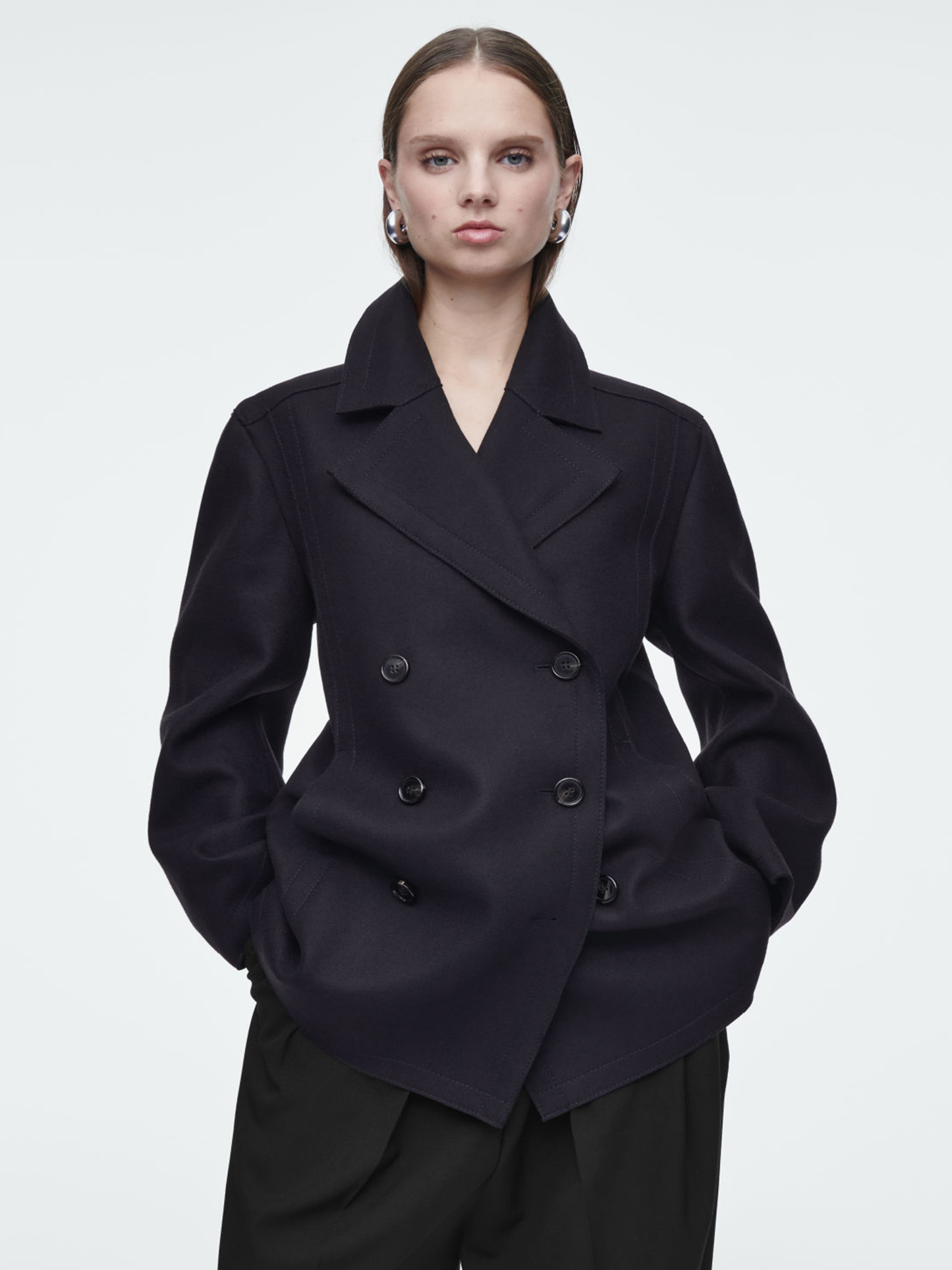 Relaxed Wool Pea Coat