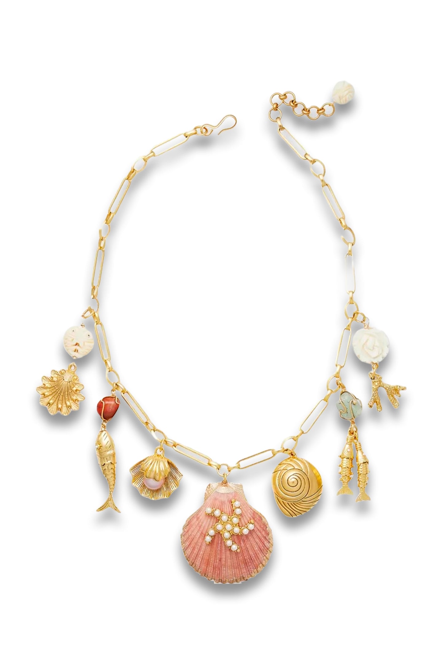 Montauk Shell-Embellished 24ct Yellow Gold-Plated Brass Pendant Necklace