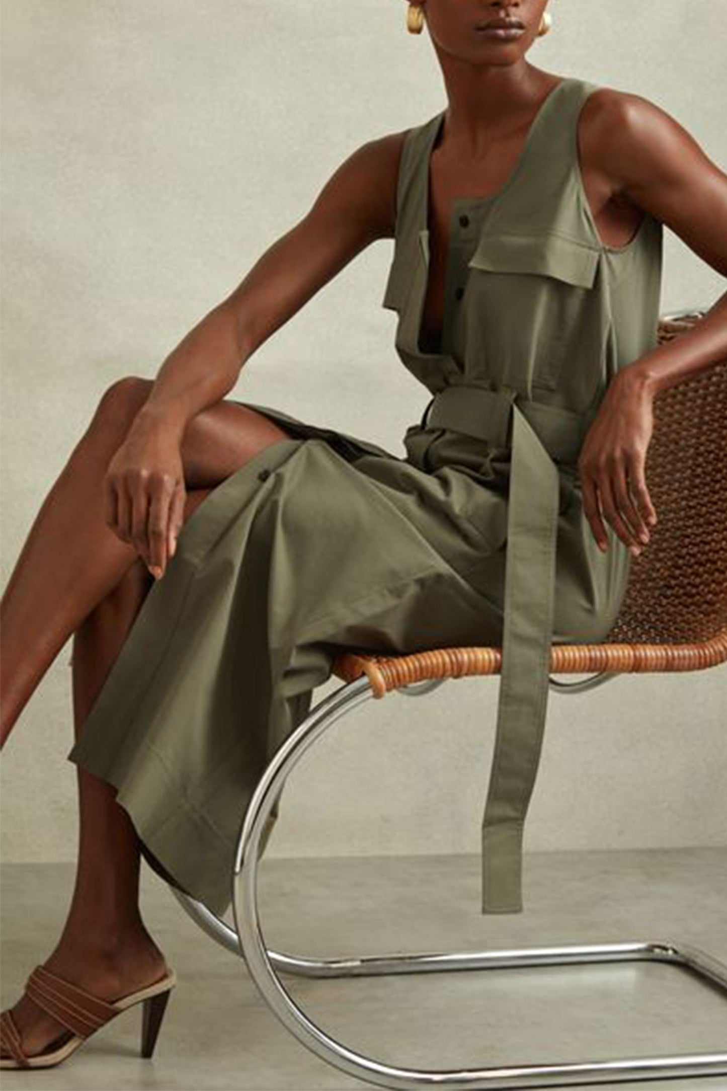 Utility Belted Midi Dress