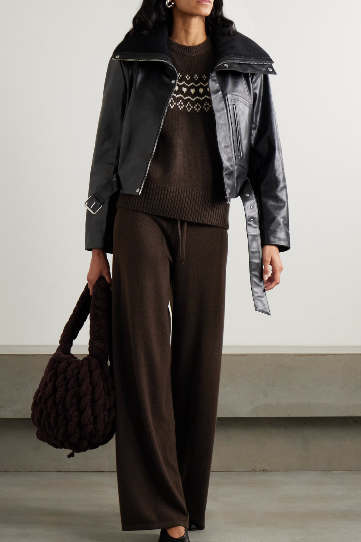 Ylva Fair Isle Cashmere Sweater and Sofi Wide-leg Pants