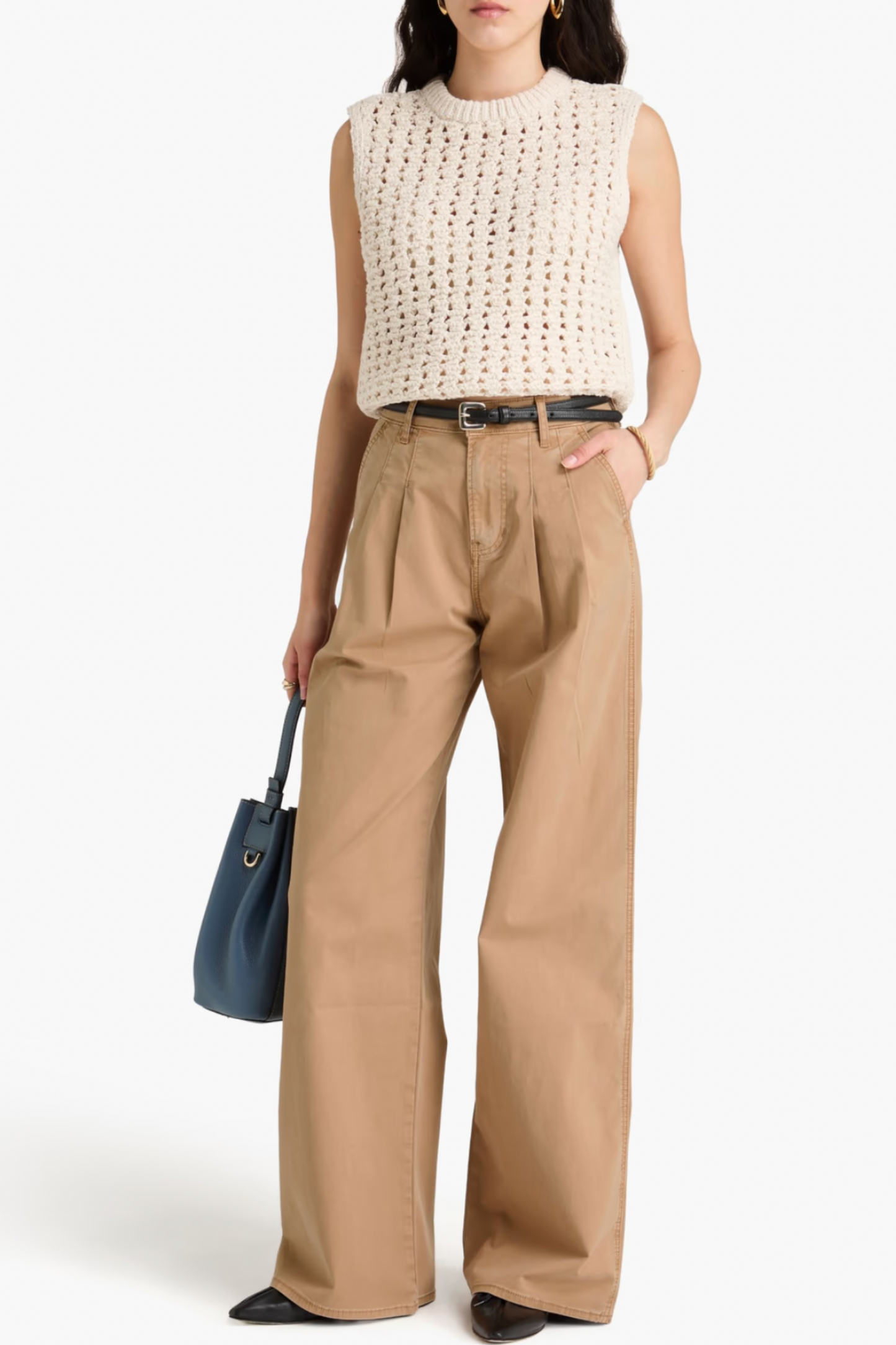 Mia Stretch-Cotton Twill Wide-Leg Pants