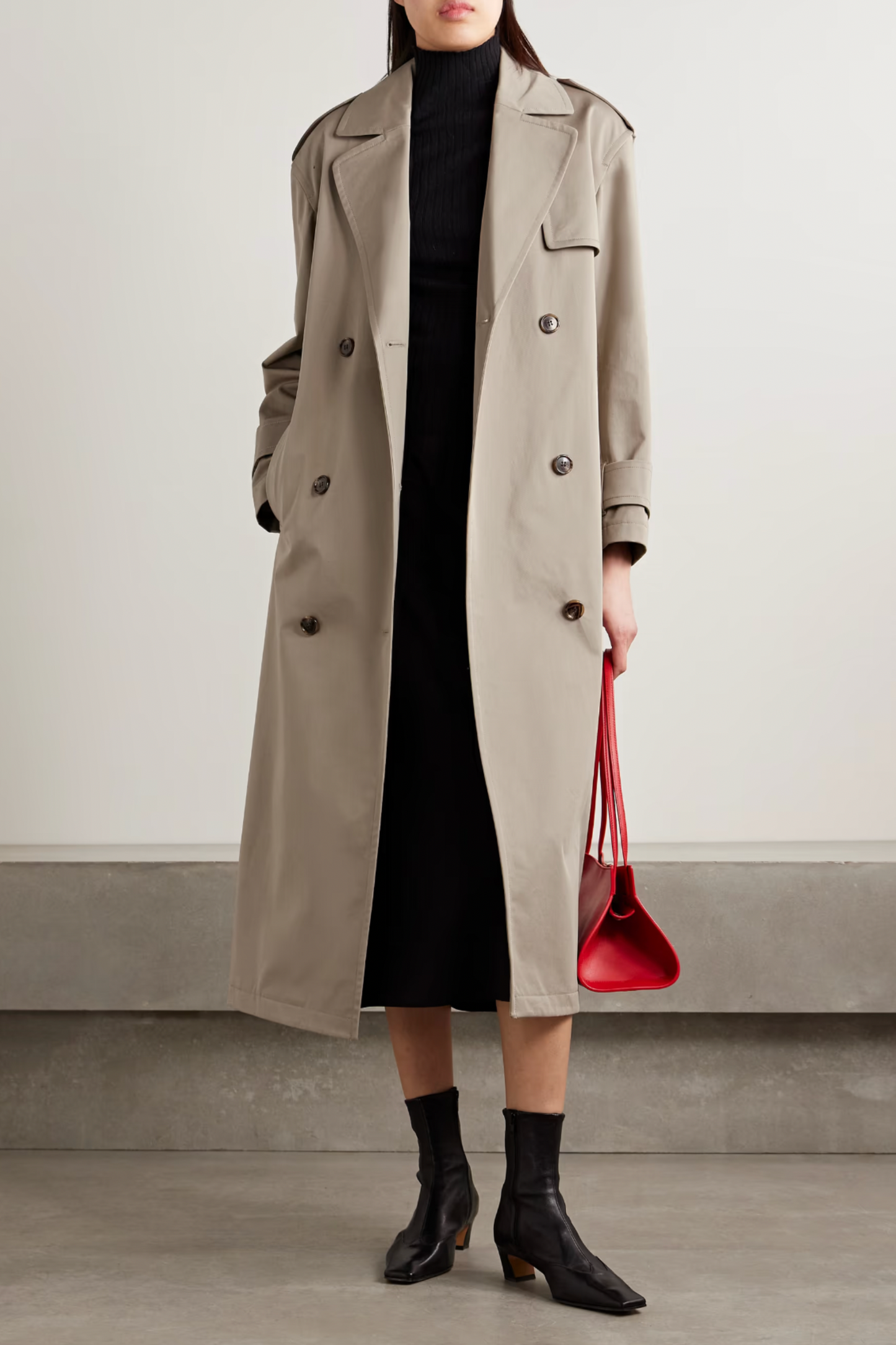 Double-Breasted Cotton-Blend Gabardine Trench Coat