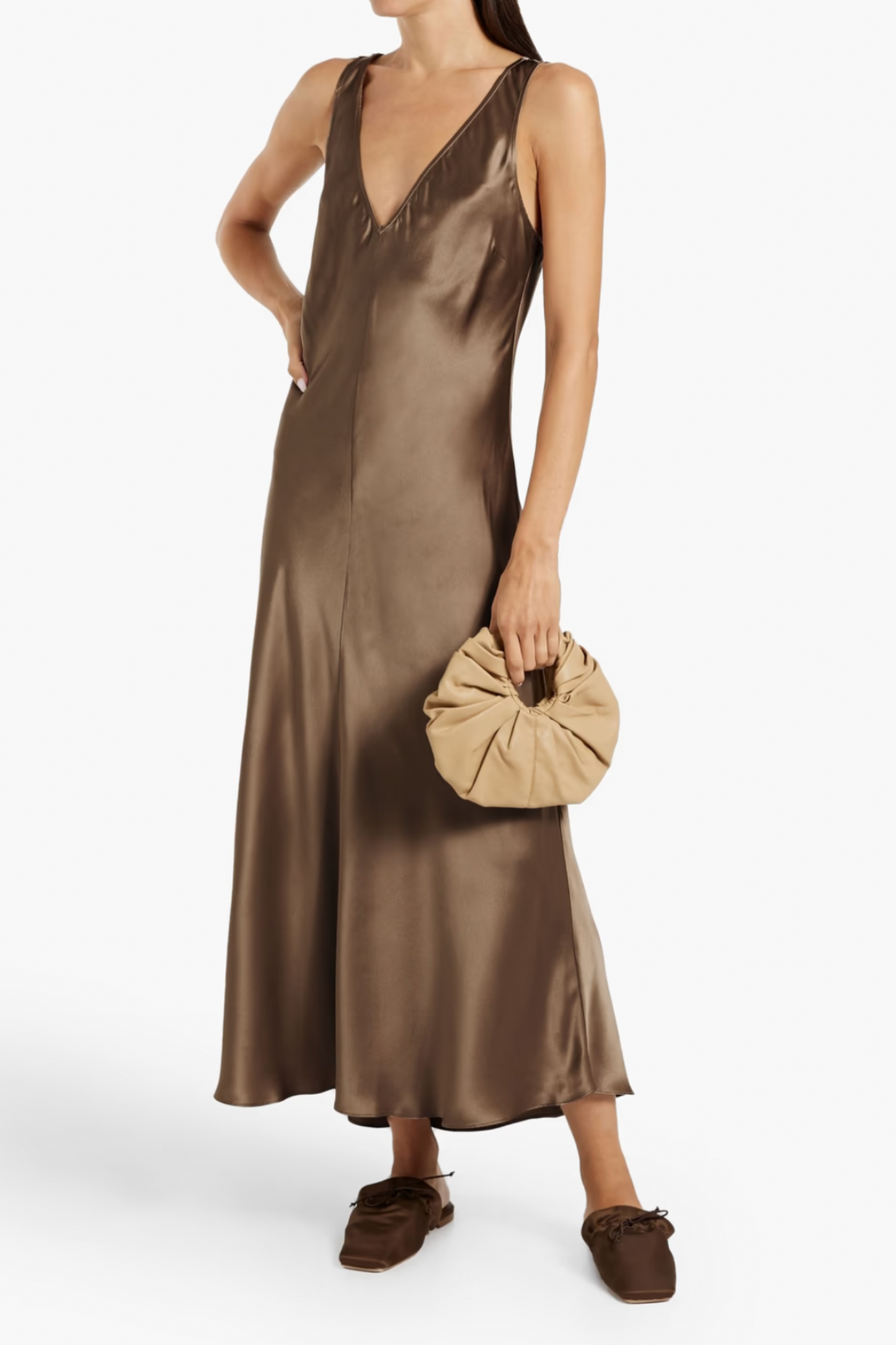 Silk-Satin Midi Dress