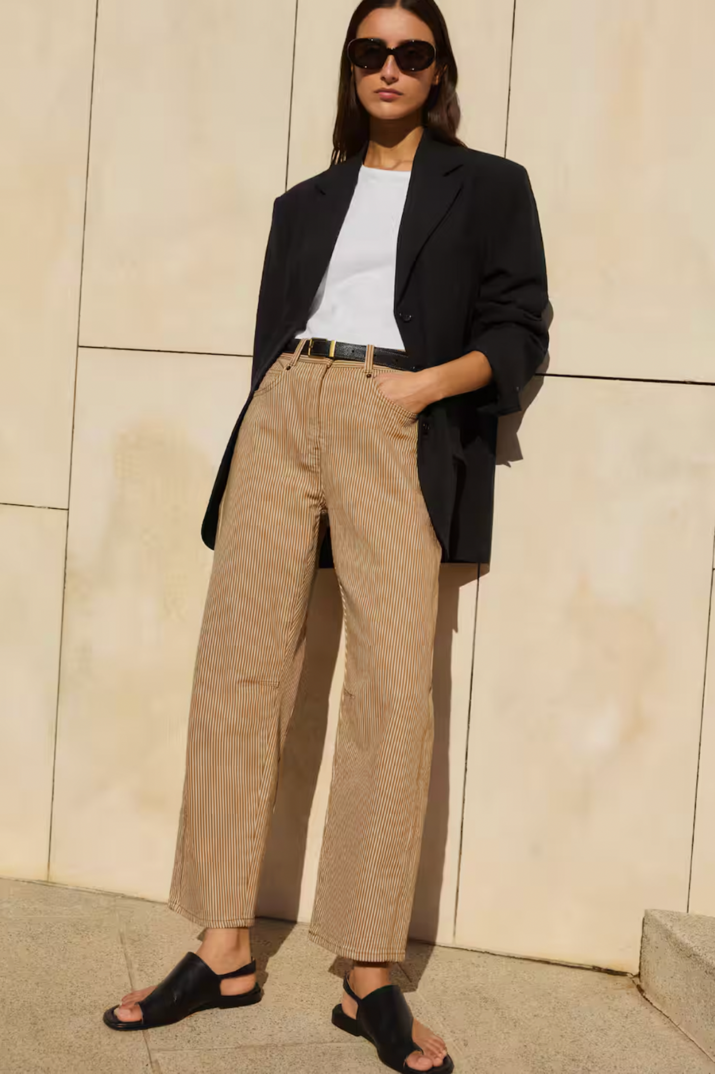 Cotton Stripe Engineered-Leg Trouser