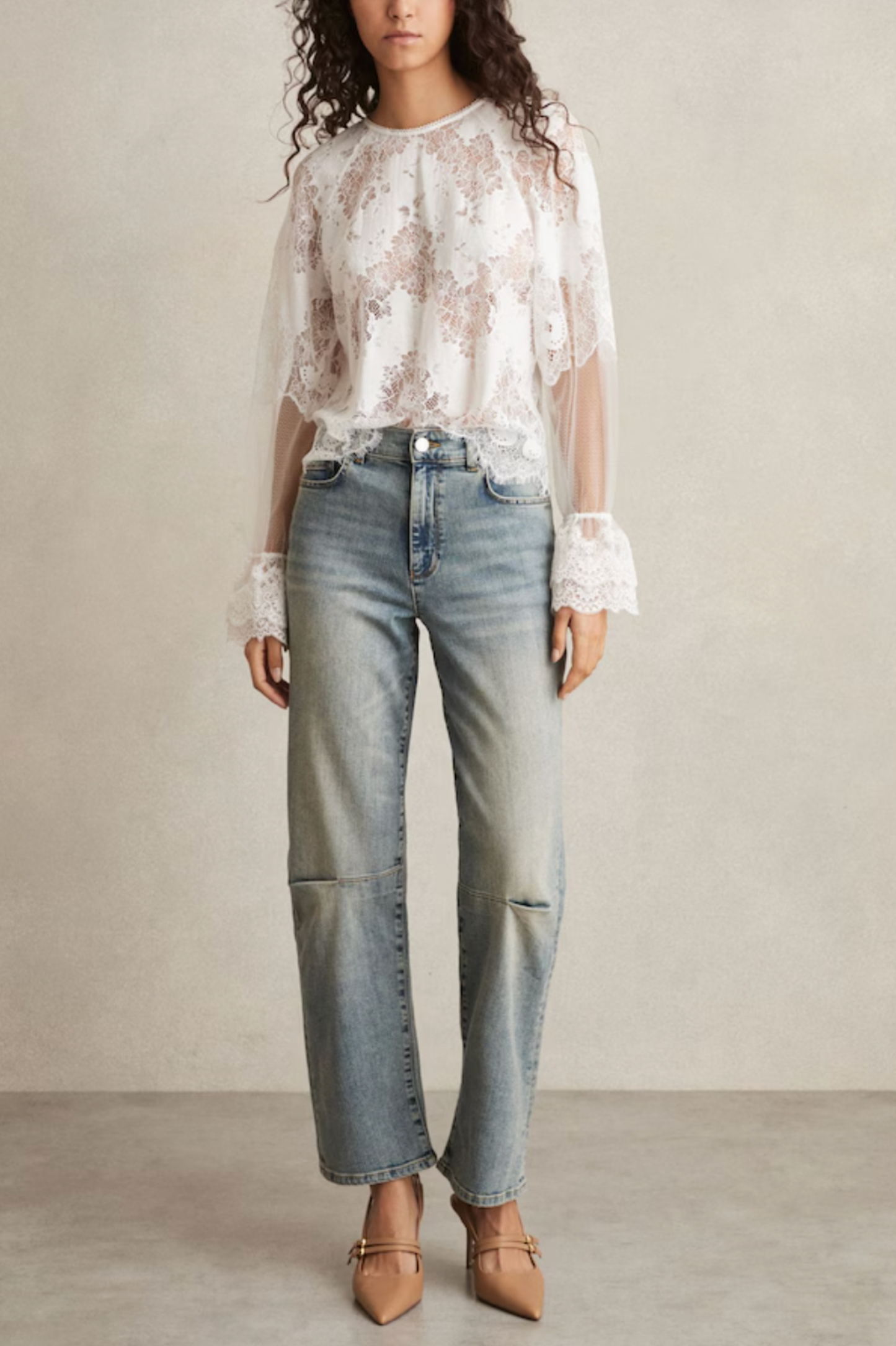 Barrel-Leg Dart Jeans in Light Blue