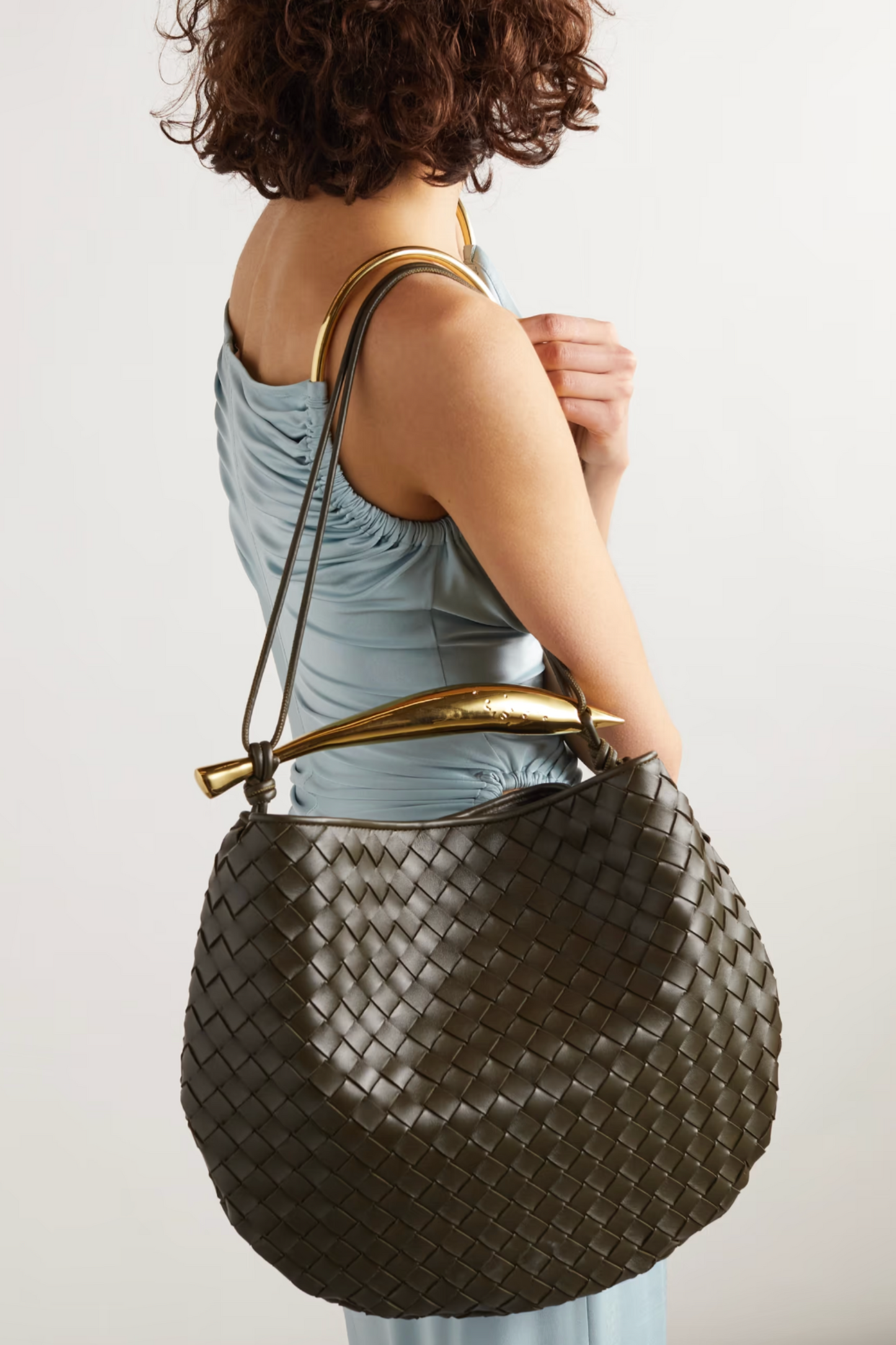 Large Sardine Intrecciato Leather Shoulder Bag