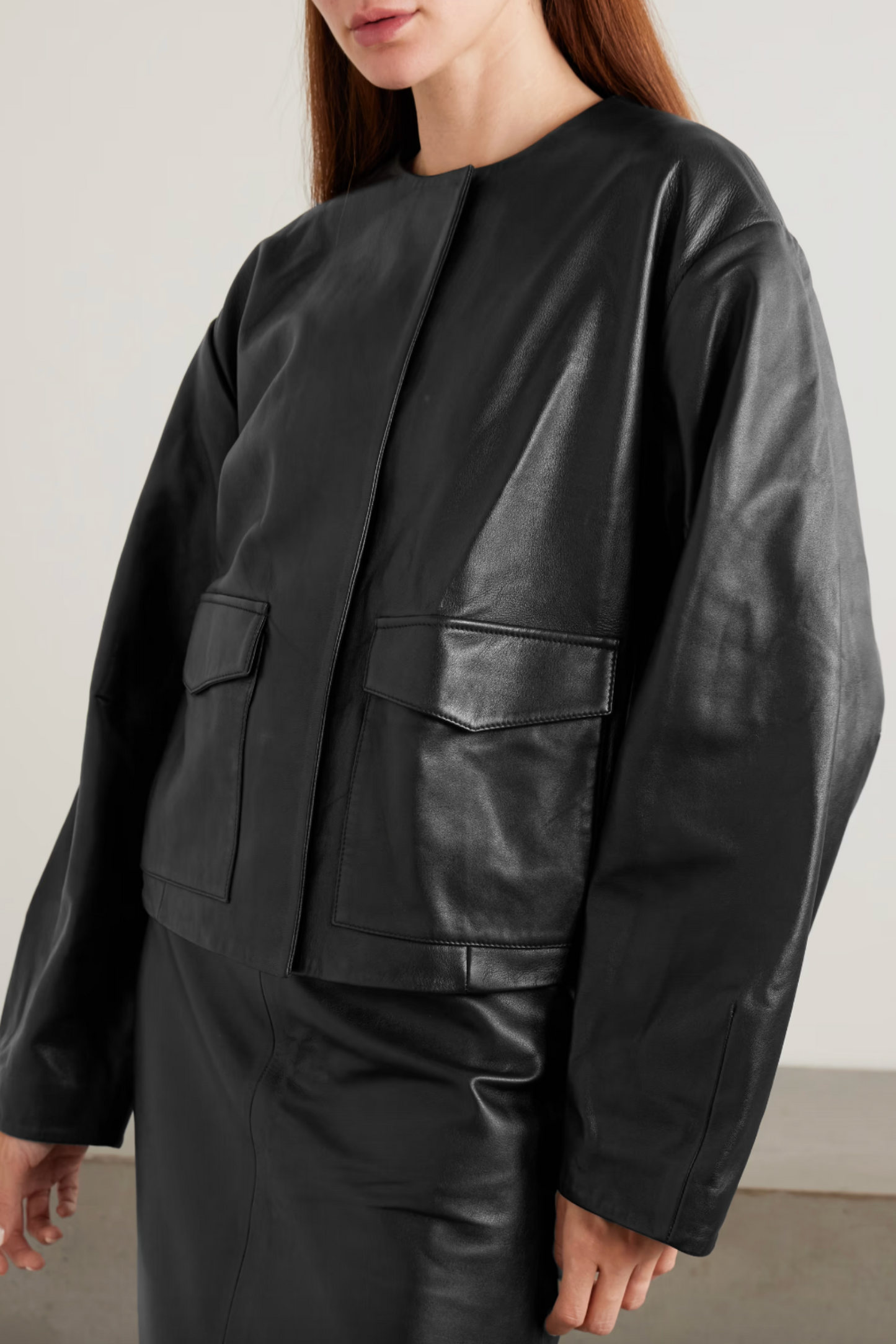 Utility Cocoon Leather Jacket