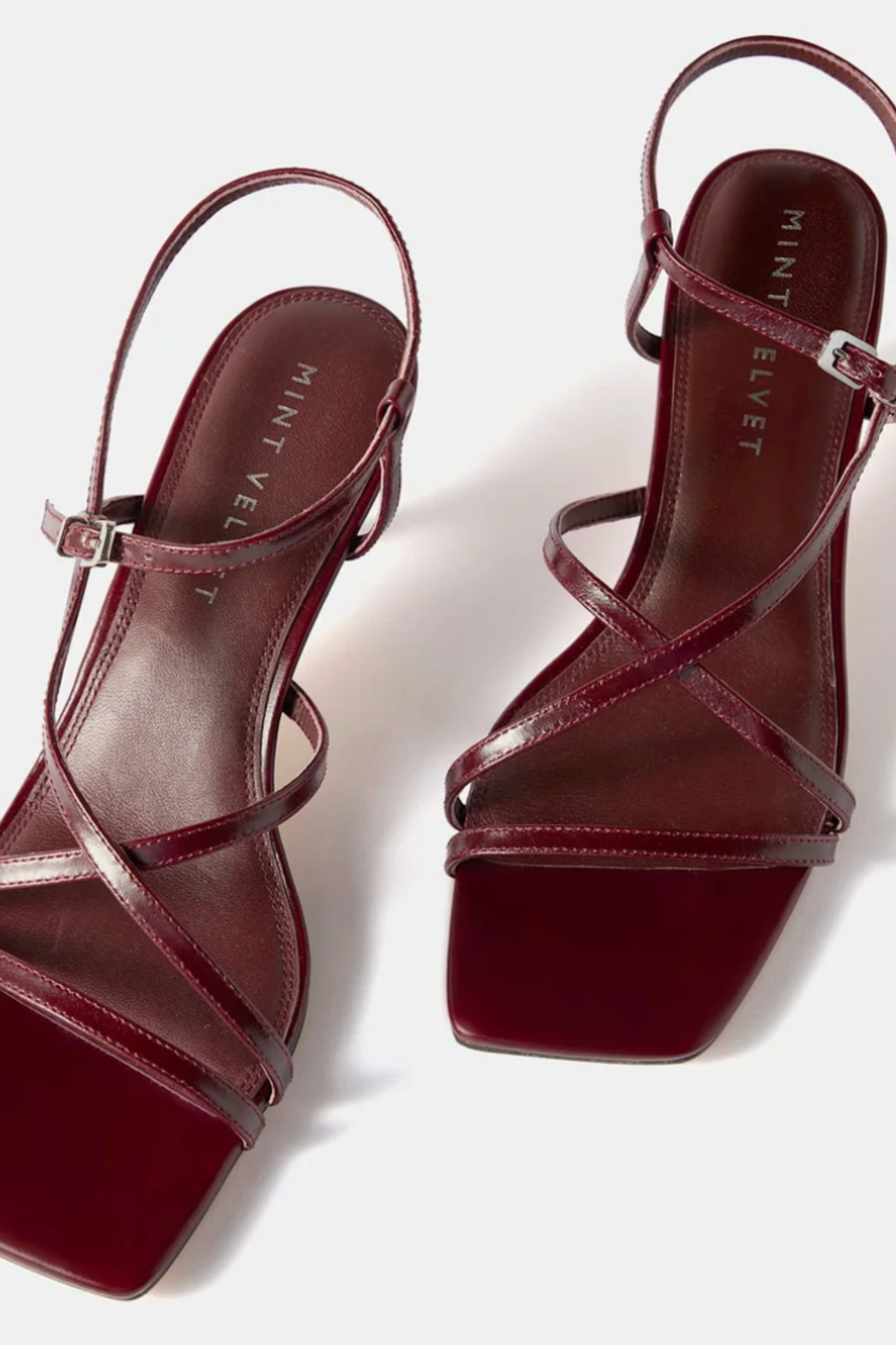 Eli Burgundy Leather Strappy Kitten Heels