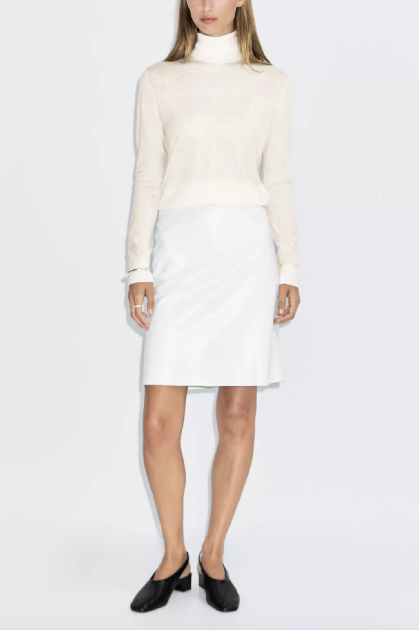 Wool Blend High Neck Knit Sweater