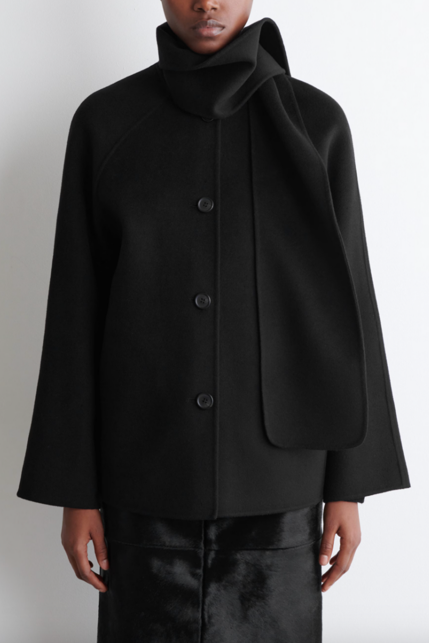 Double-faced Wool Scarf Short Jacket