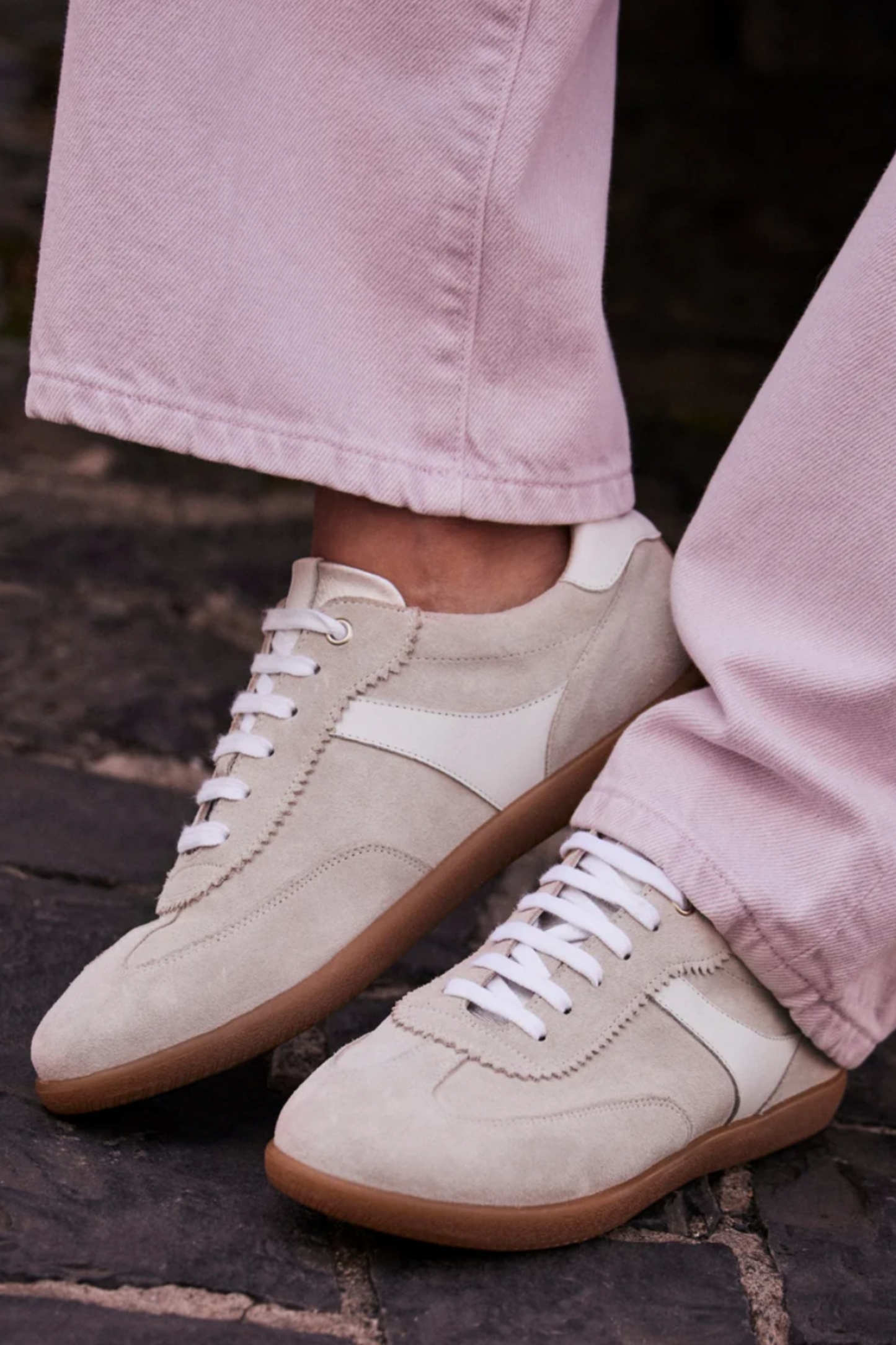 Ace Neutral Suede Side Stripe Trainers