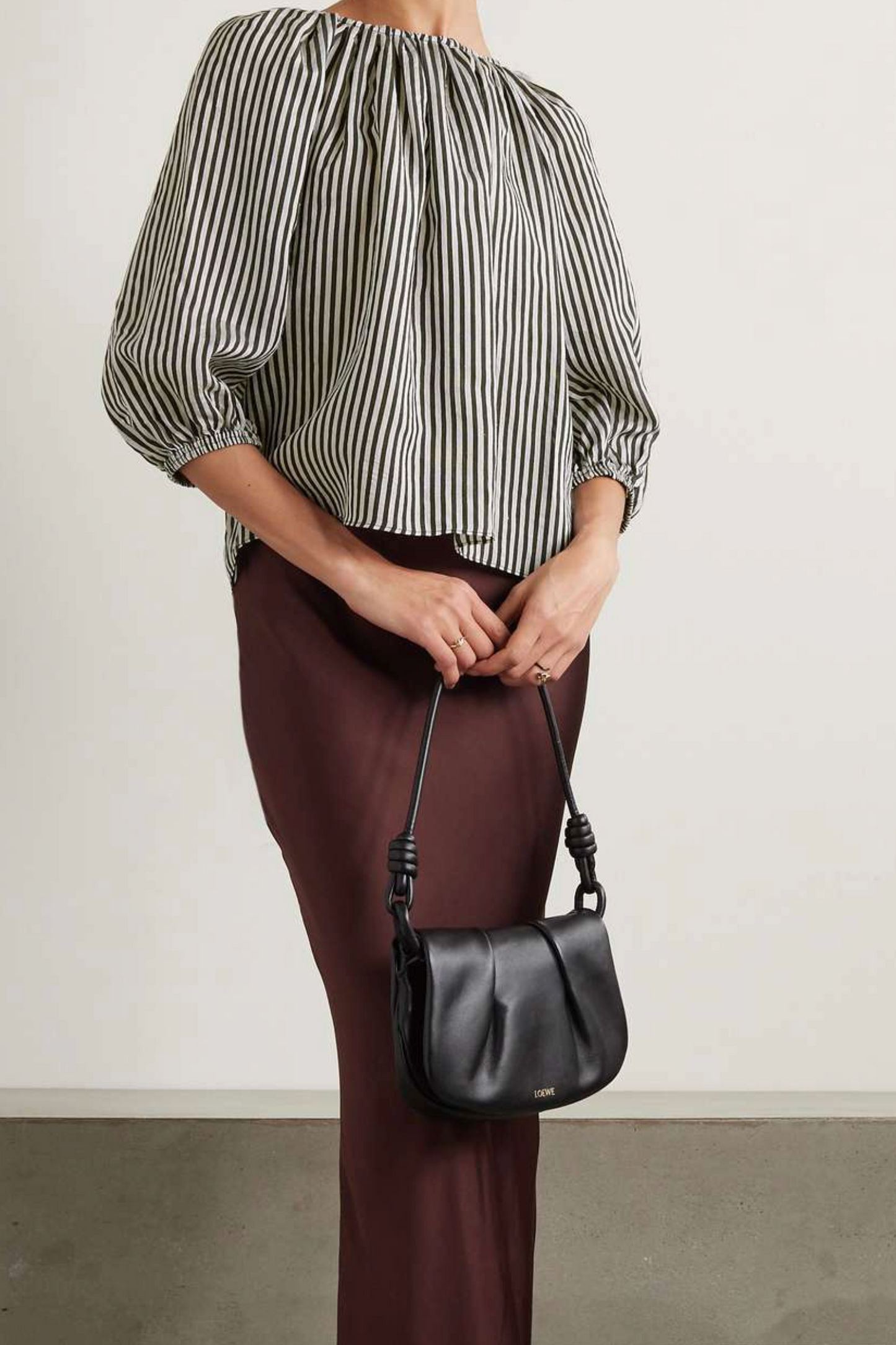 MATTEAU + NET SUSTAIN Gathered Striped Poplin Blouse