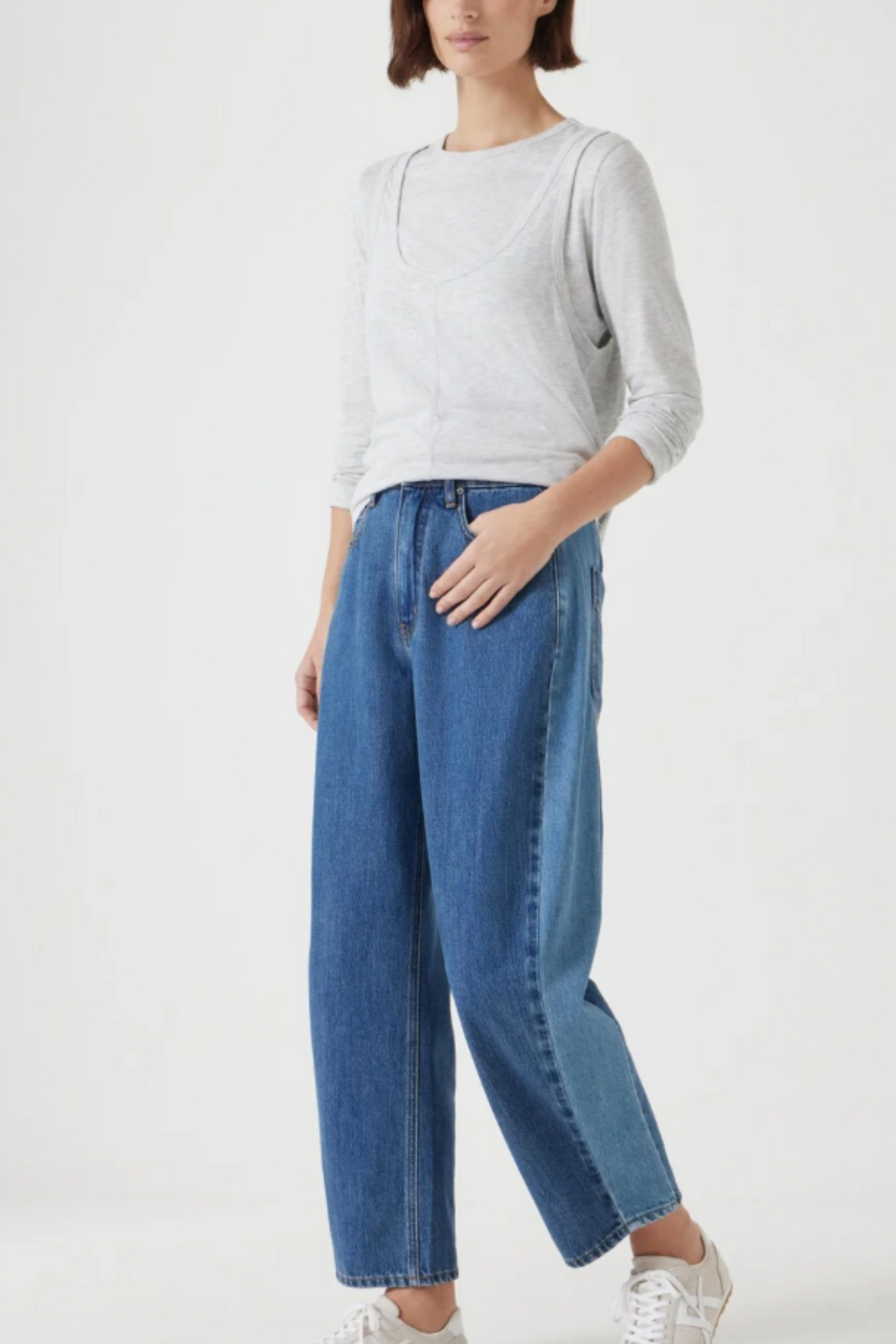 Two Tone Barrel Jean