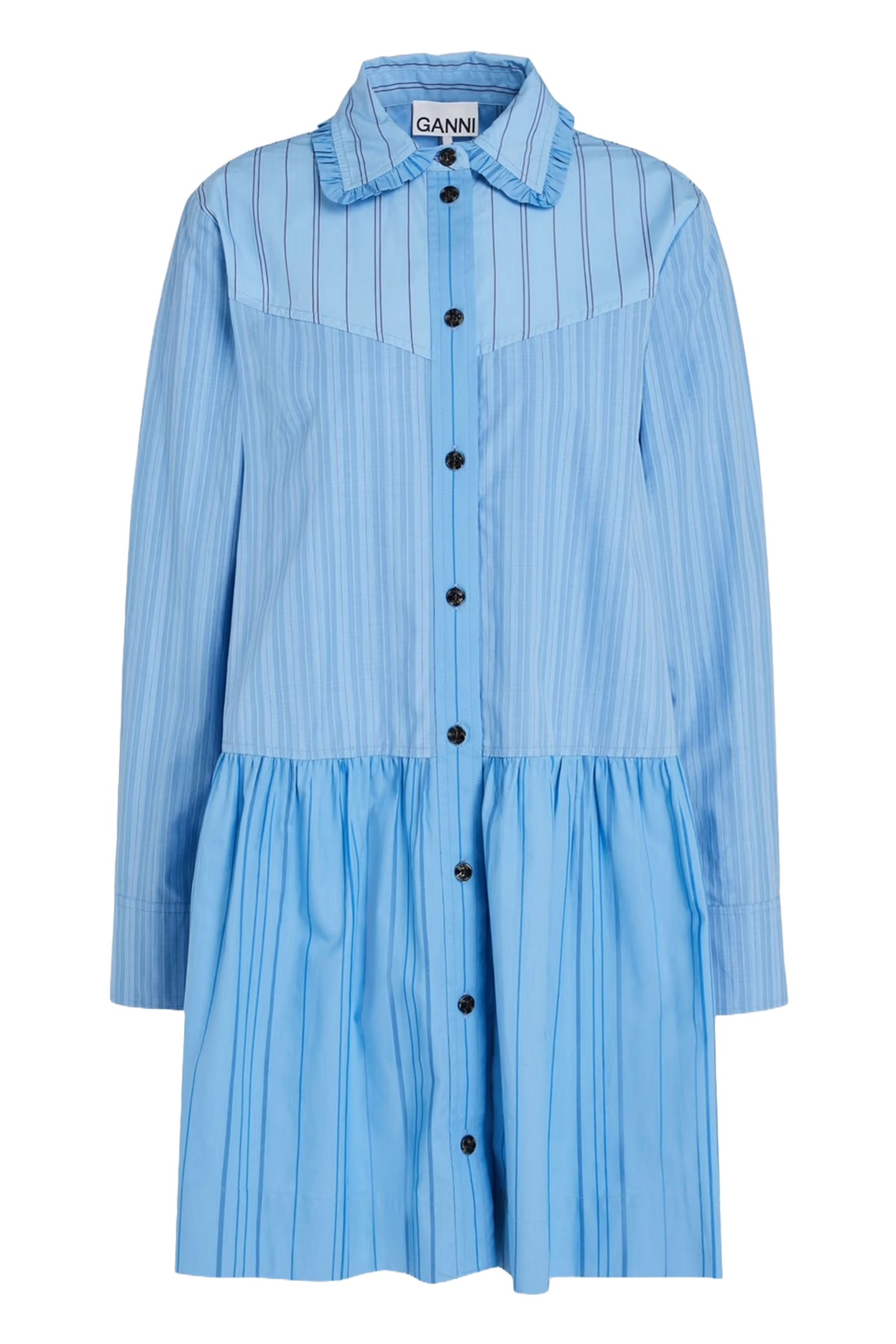 Striped Cotton-poplin Mini Shirt Dress