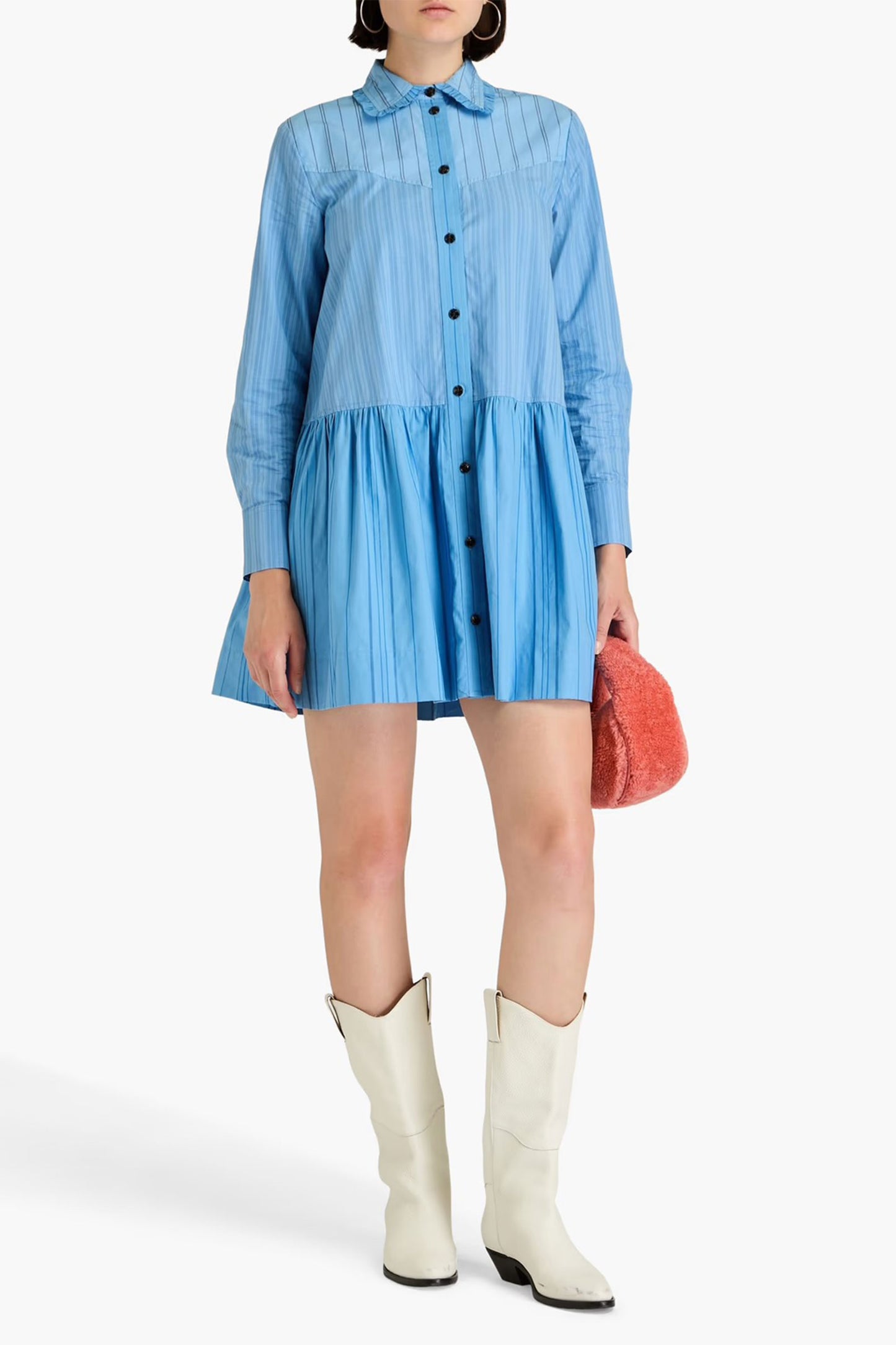 Striped Cotton-poplin Mini Shirt Dress