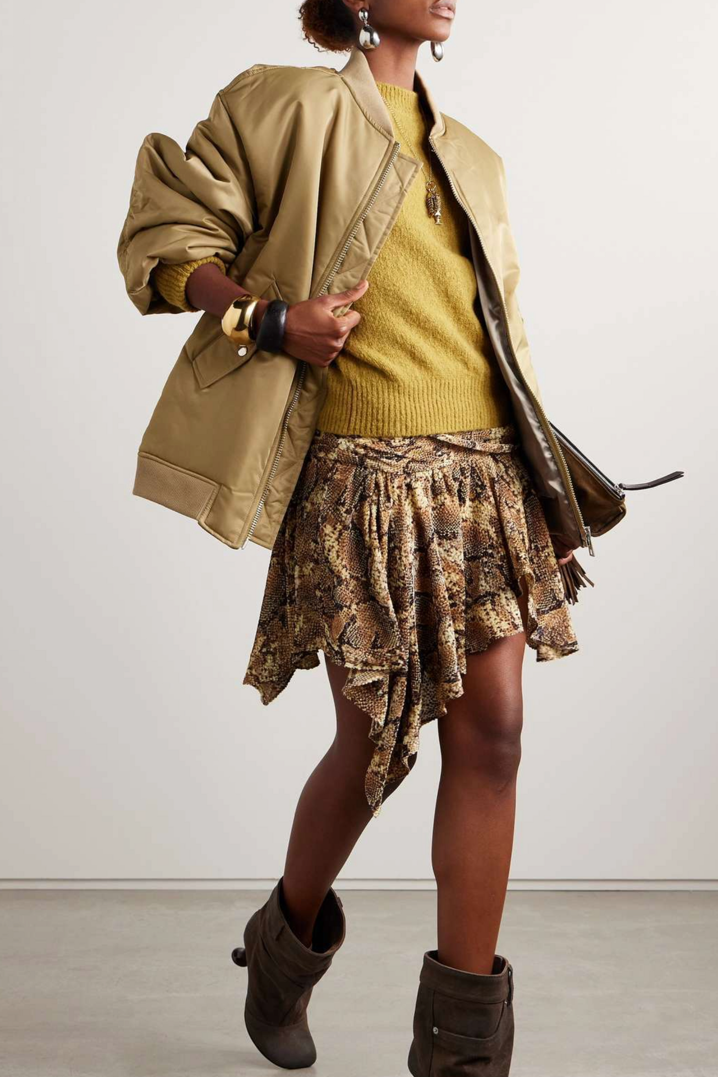 ISABEL MARANT Clem Asymmetric Snake-print Devoré Silk-blend Mini Skirt