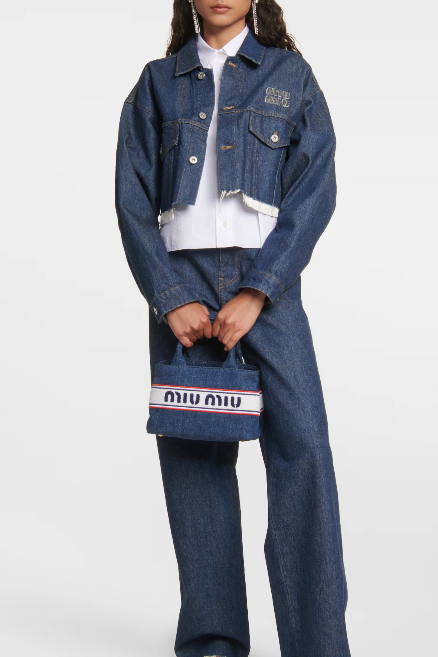 MIU MIU Logo Denim Tote Bag