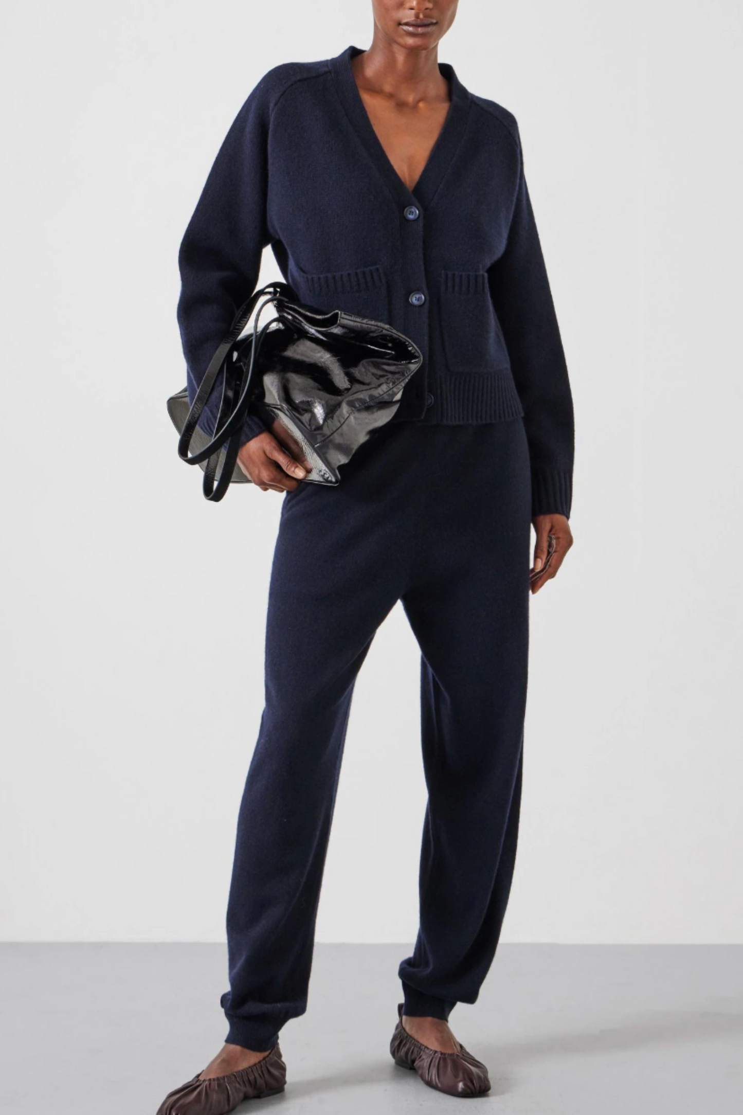 Daisy Merino Wool V Neck Cardigan and Joggers Set