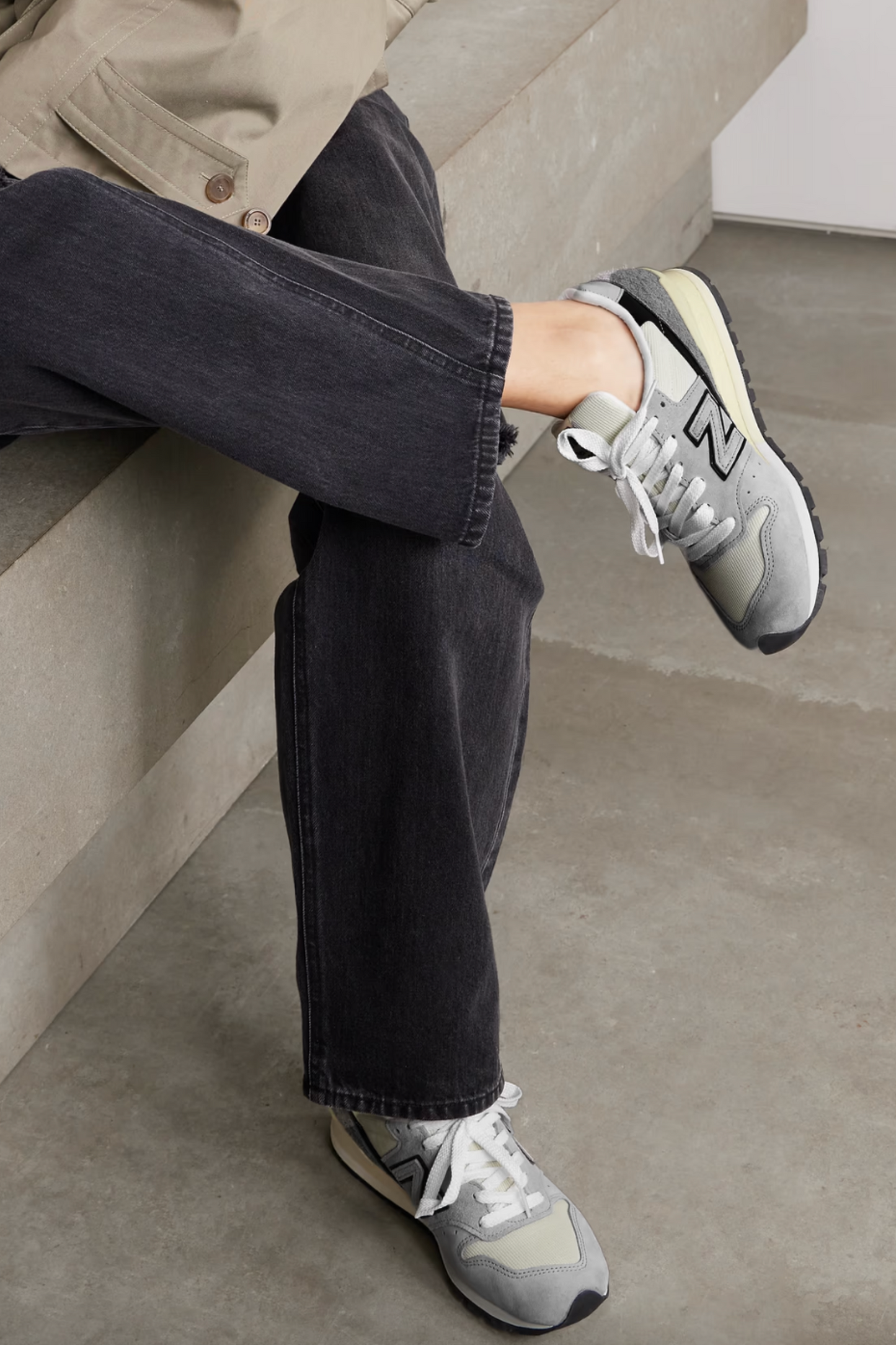 U996 Mesh and Leather-trimmed Suede Sneakers