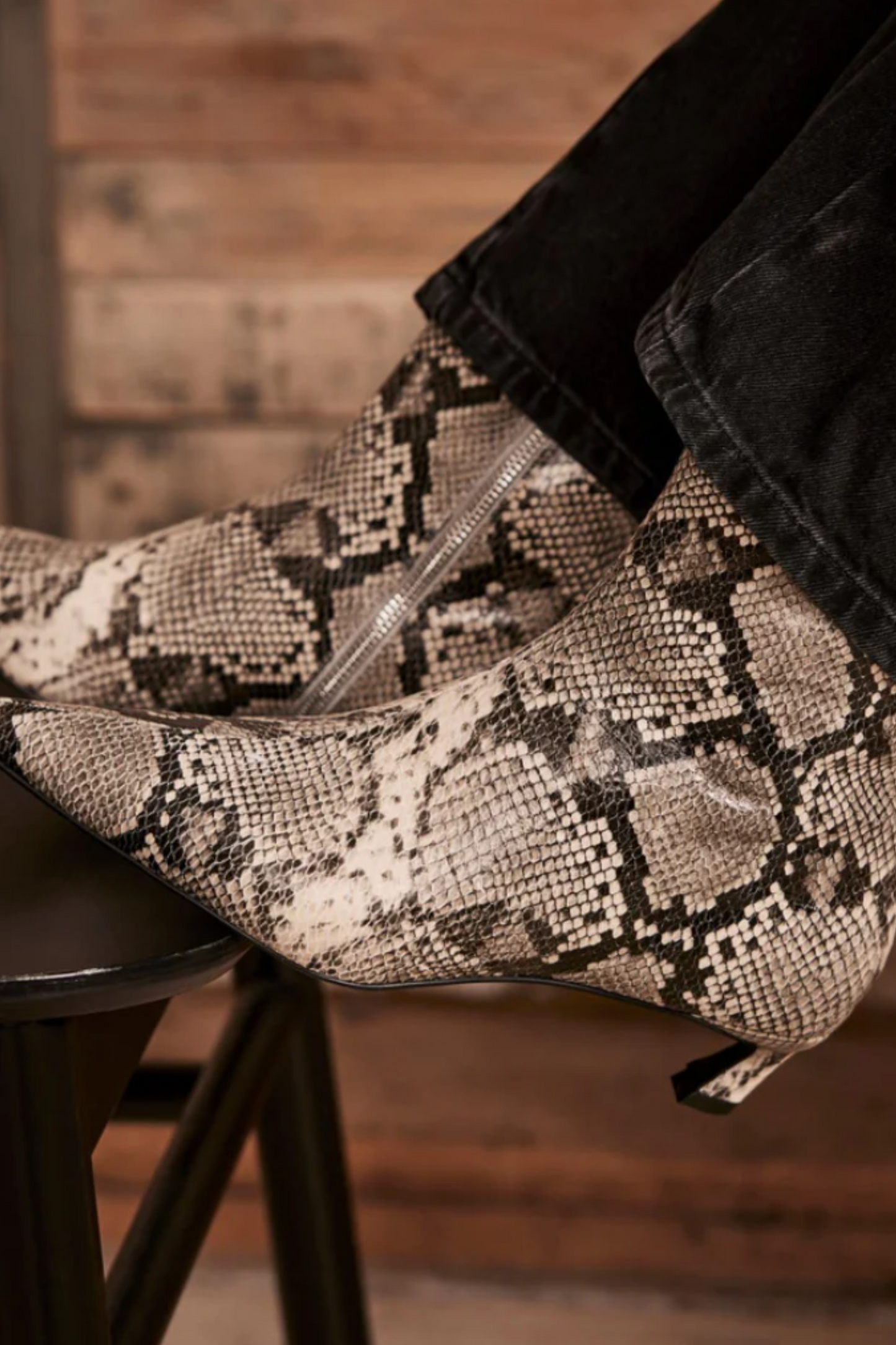 Issy Snake Print Leather Ankle Boot
