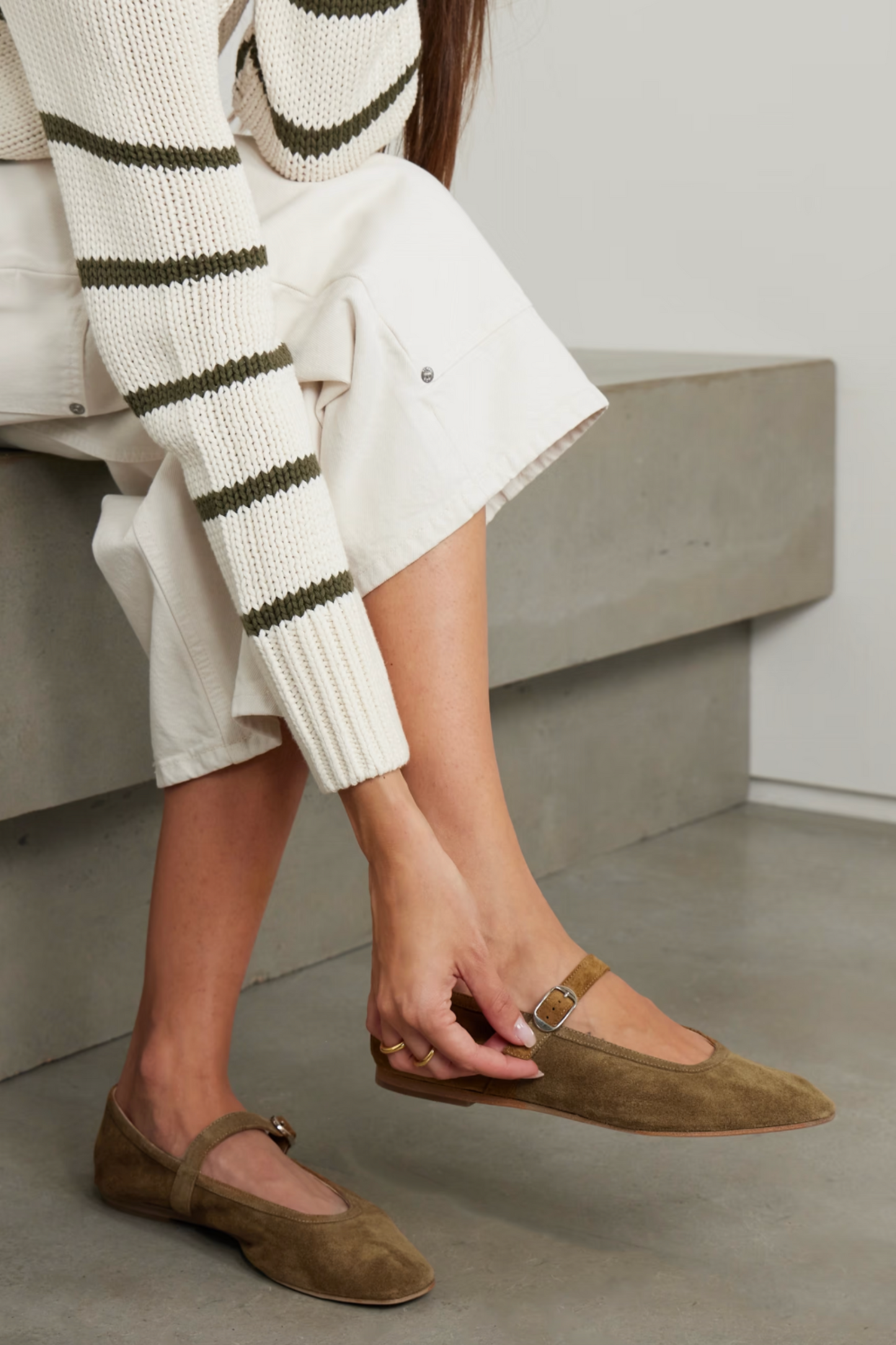 Suede Mary Jane Ballet Flats